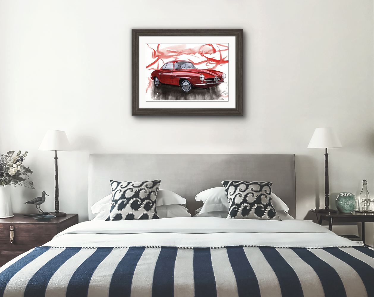 Alfa Romeo Giulietta Sprint Speciale Print. Sprint Speciale Poster. Gifts For Him. Hand Painted Art. birthday gift