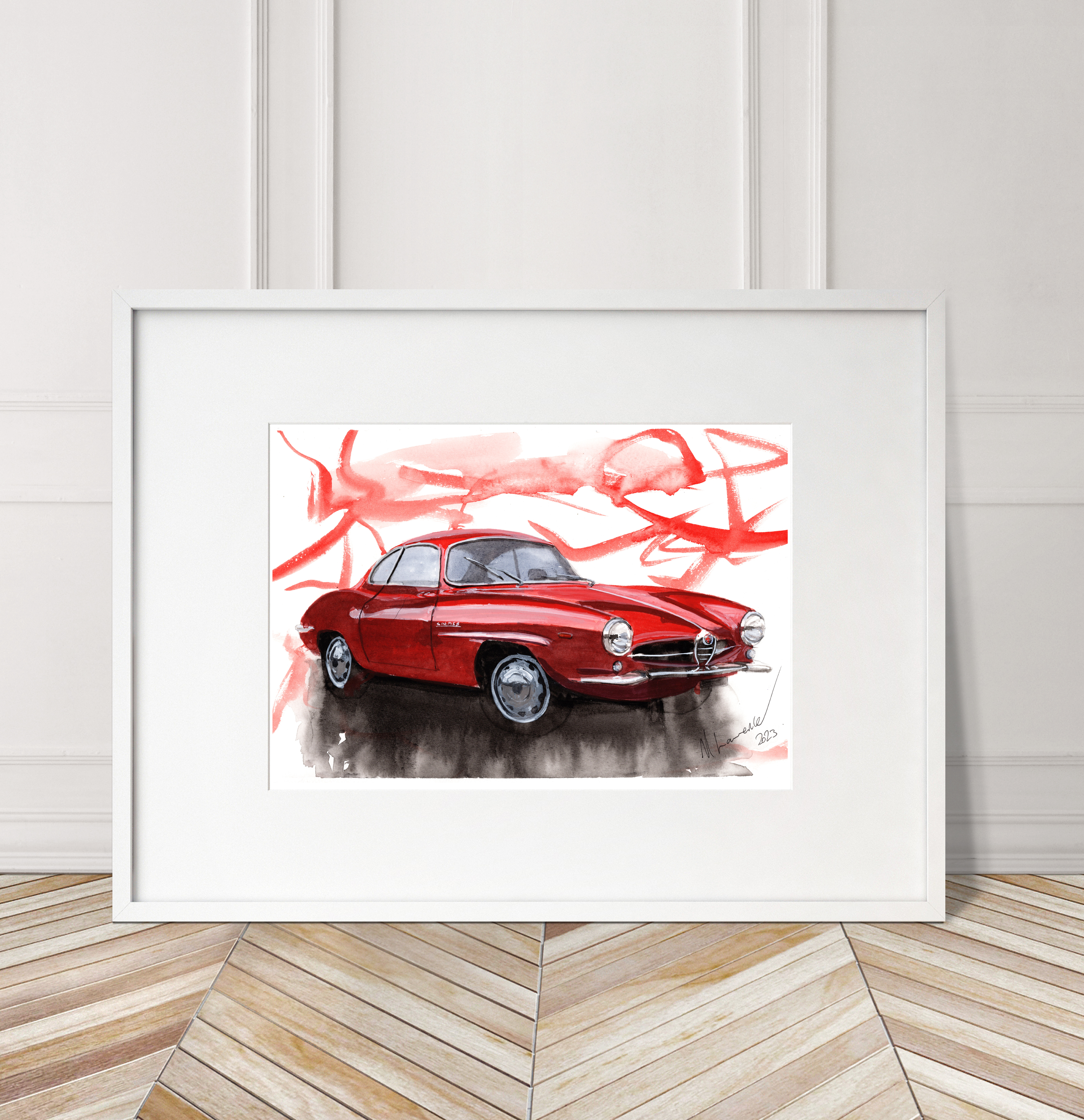 Alfa Romeo Giulietta Sprint Speciale Print. Sprint Speciale Poster. Gifts For Him. Hand Painted Art. birthday gift