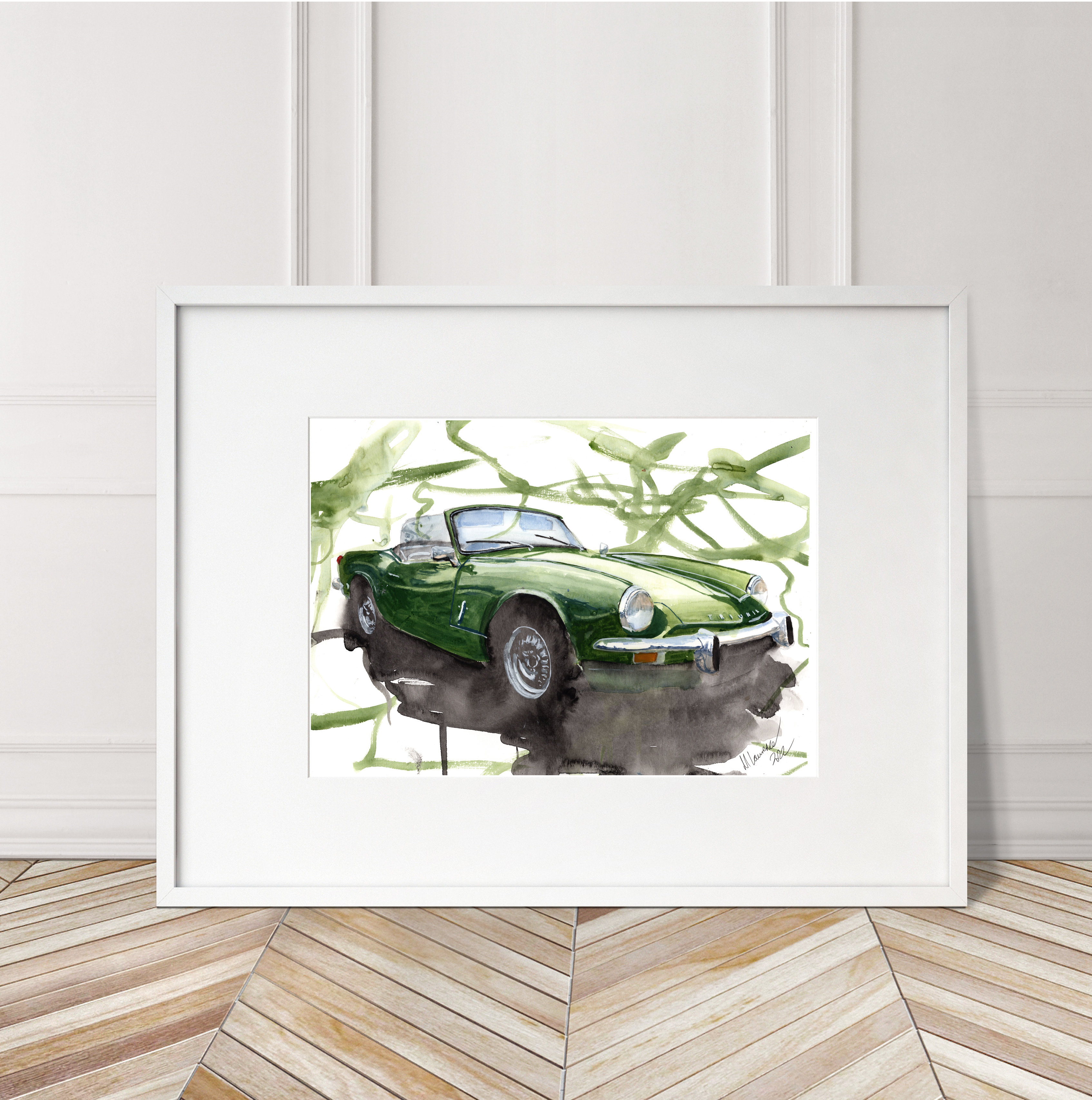 Triumph Spitfire Print. Triumph Spitfire Poster. Gifts For Him. Hand Painted Art. birthday gift