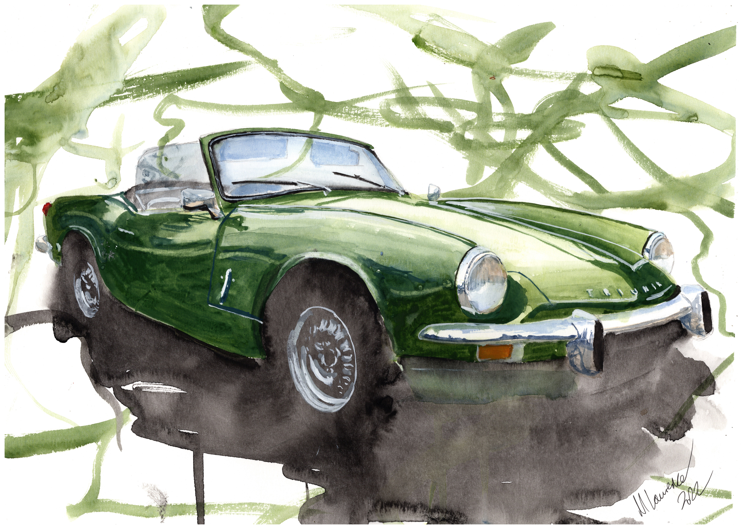 Triumph Spitfire Print. Triumph Spitfire Poster. Gifts For Him. Hand Painted Art. birthday gift
