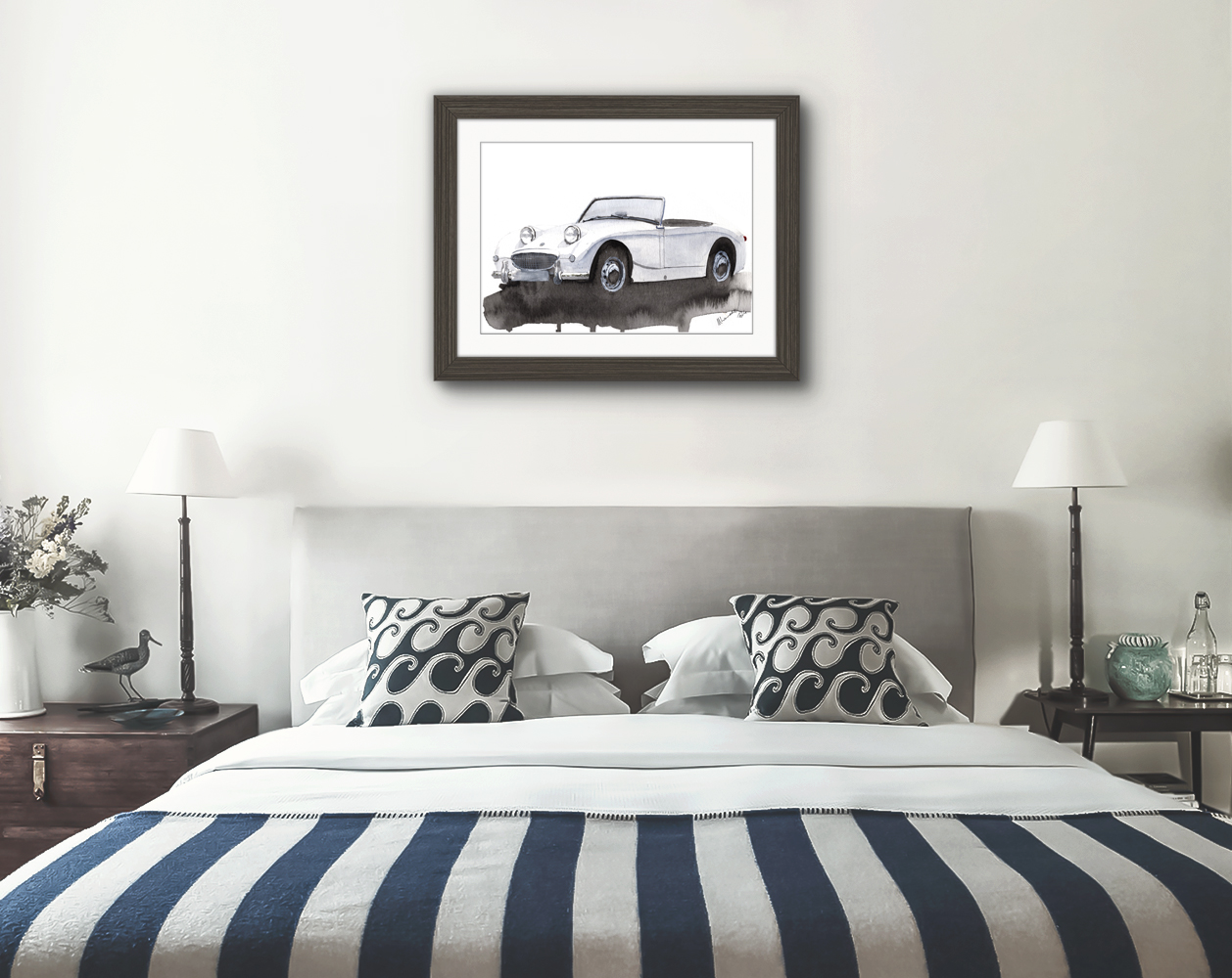 Austin Healey Sprite Print. Austin Healey Sprite Poster. Gifts For Him. Hand Painted Art. birthday gift