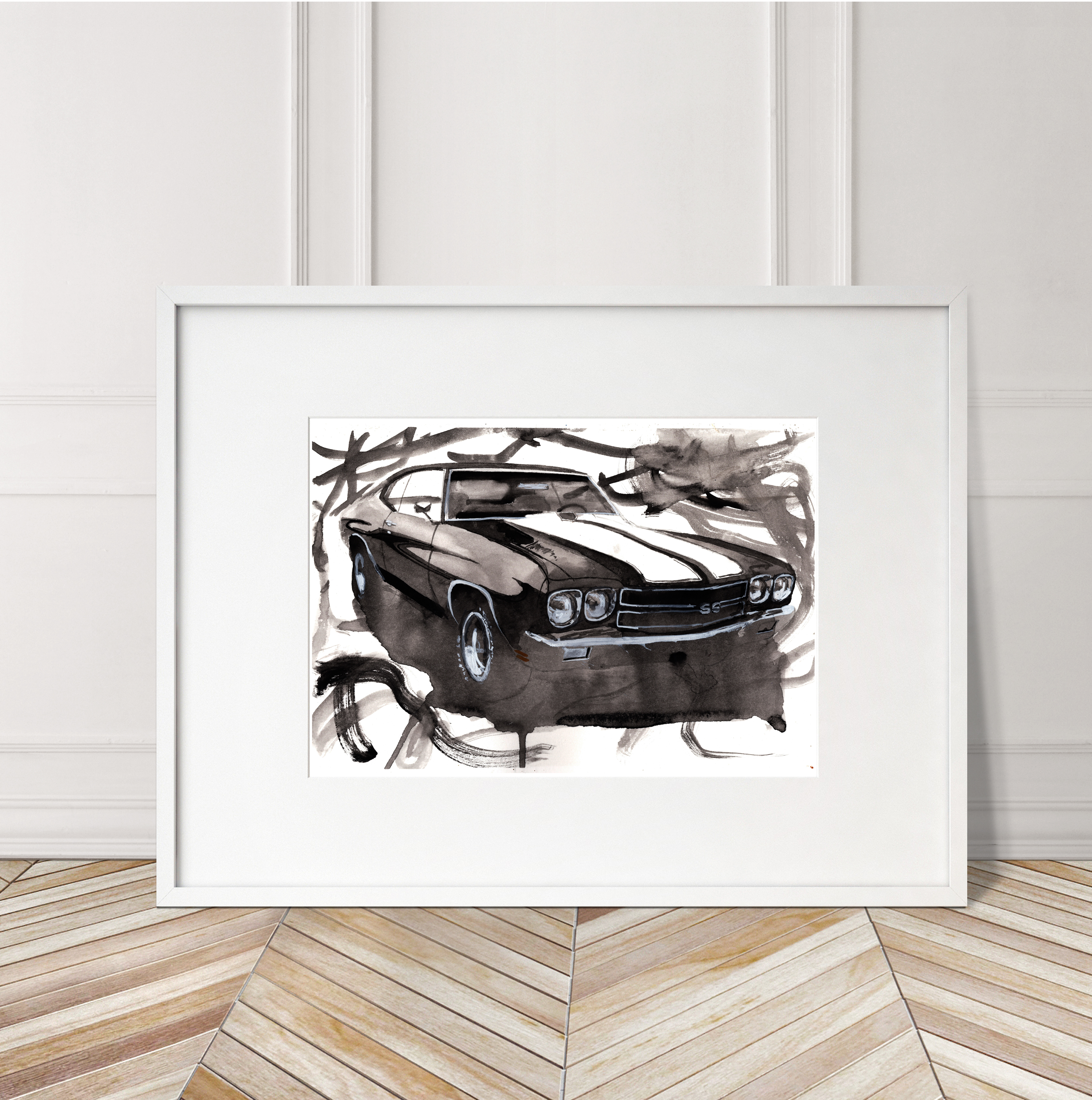 Chevy Chevelle SS Print. Chevy Chevelle SS Poster. Gifts For Him. Hand Painted Art. birthday gift