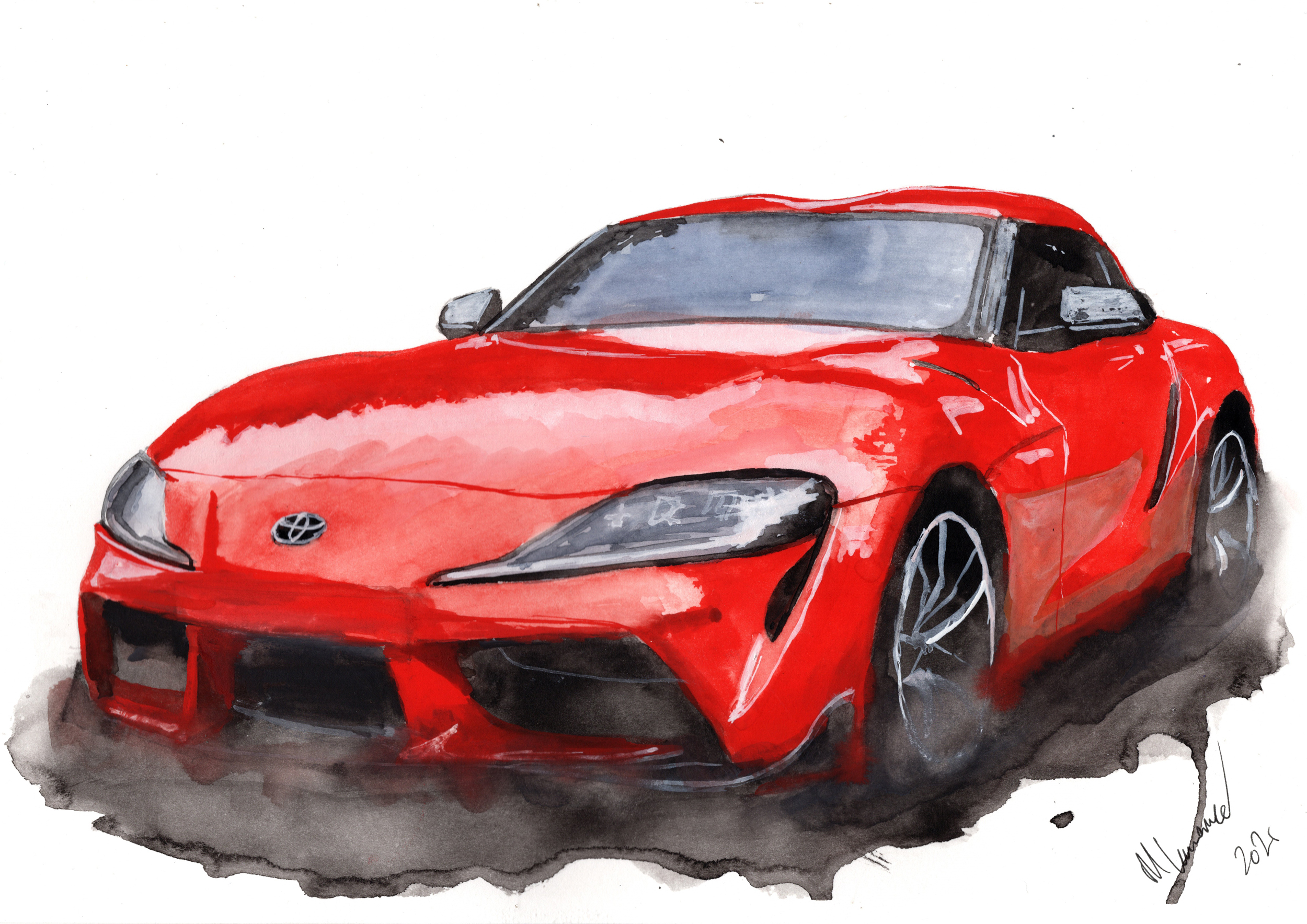 Toyota Supra Print. Toyota Supra Poster. Gifts For Him. Hand Painted Art. birthday gift