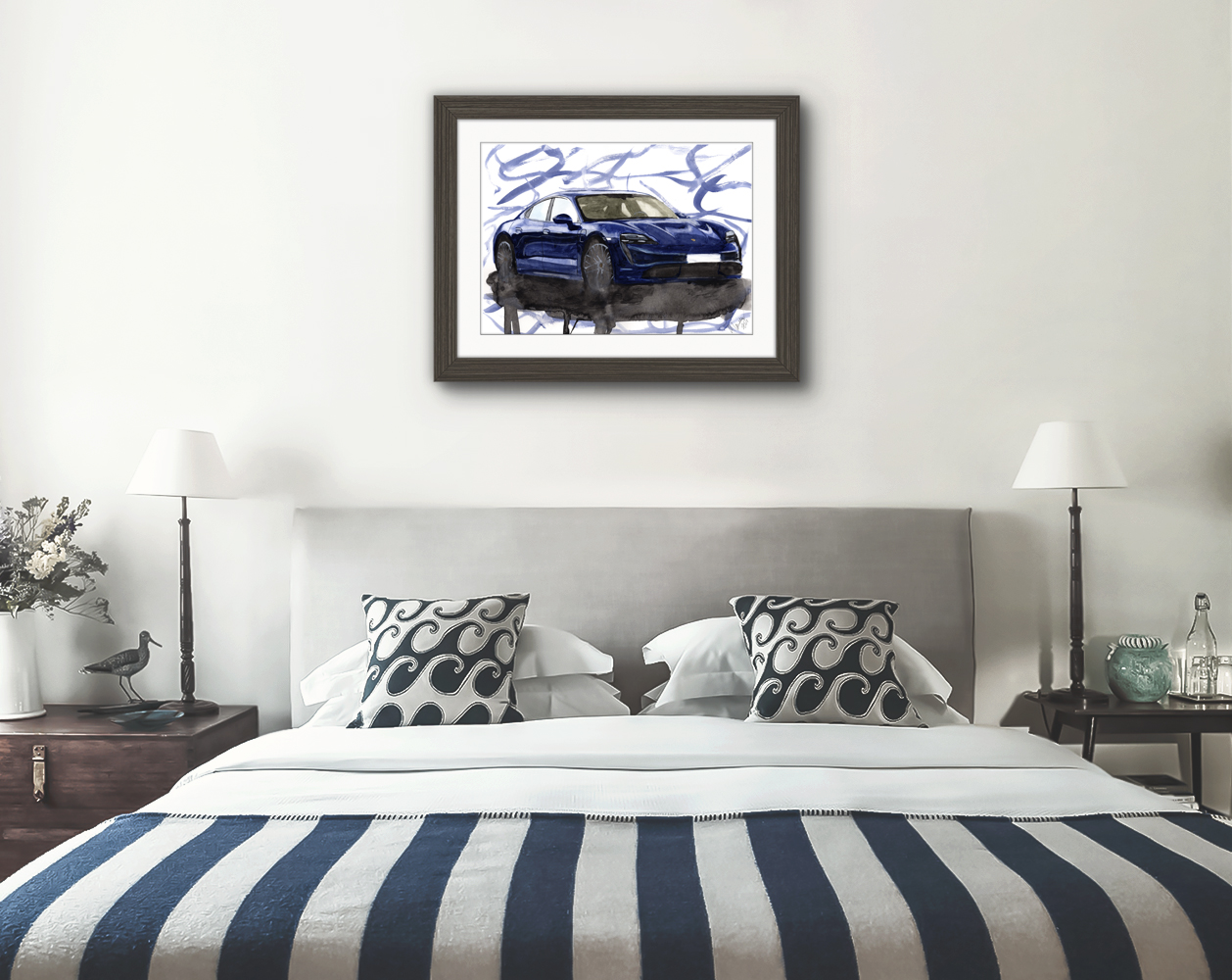Porsche Taycan Print. Porsche Taycan Poster. Gifts For Him. Hand Painted Art. birthday gift