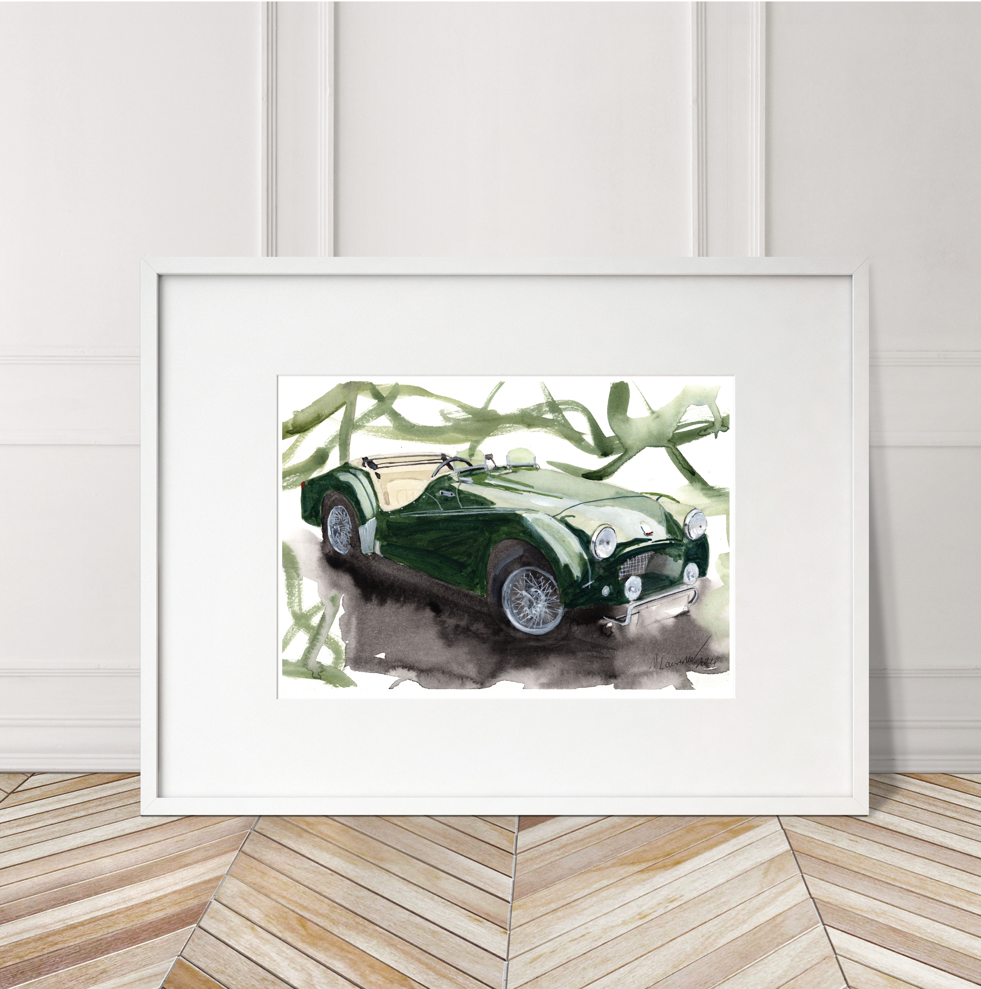 Triumph TR2 Print. Triumph TR2 Poster. Gifts For Him. Hand Painted Art. birthday gift