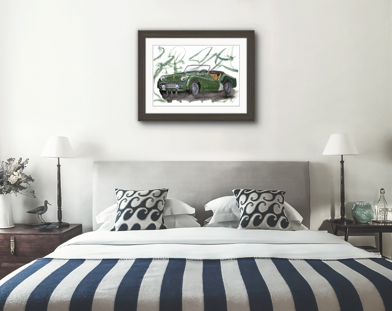 Triumph TR3 Print. Triumph TR3 Poster. Gifts For Him. Hand Painted Art. birthday gift