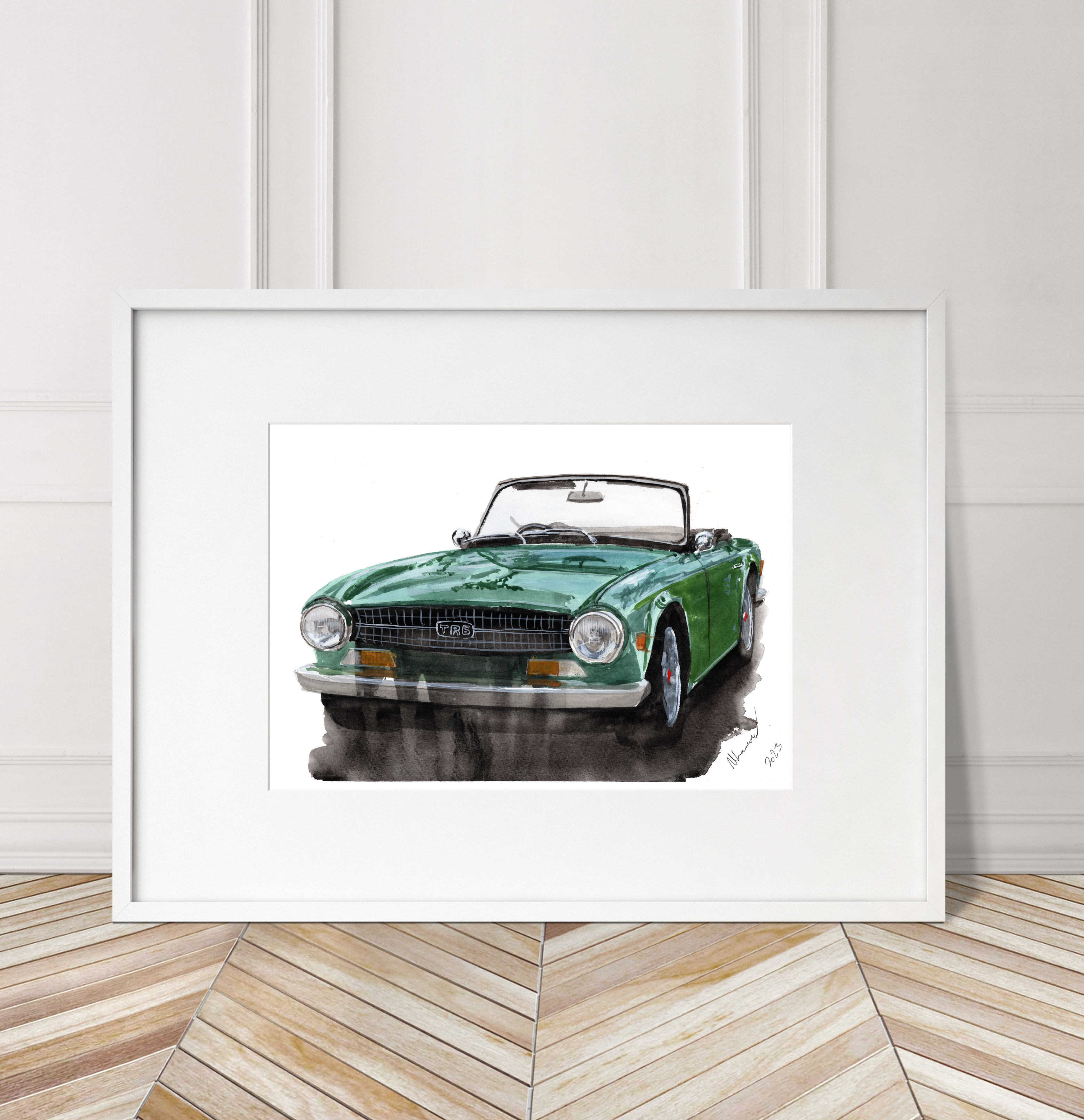 Triumph TR6 Print. Triumph TR6 Poster. Gifts For Him. Hand Painted Art. birthday gift