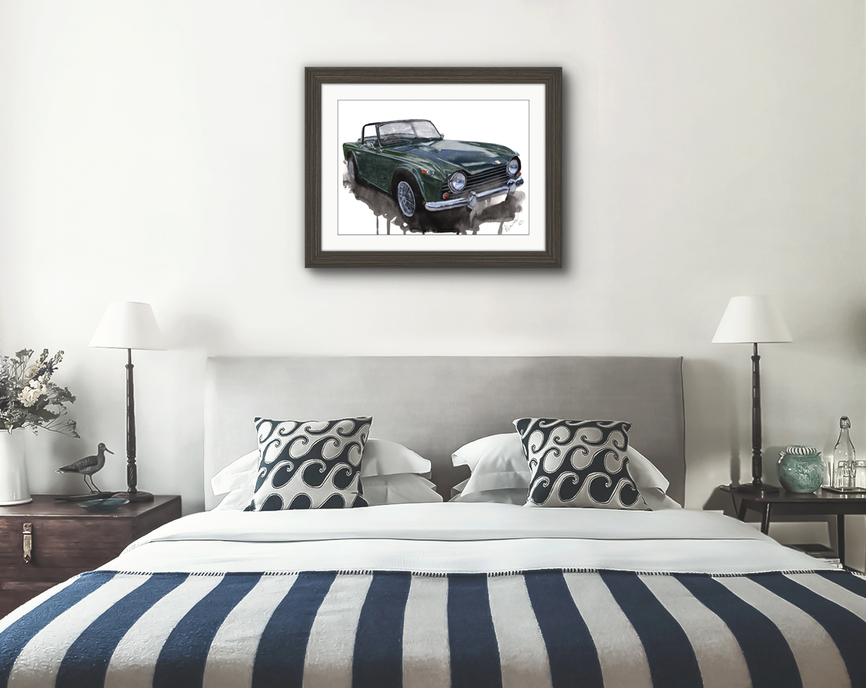 Triumph TR250 Print. Triumph TR250 Poster. Gifts For Him. Hand Painted Art. birthday gift