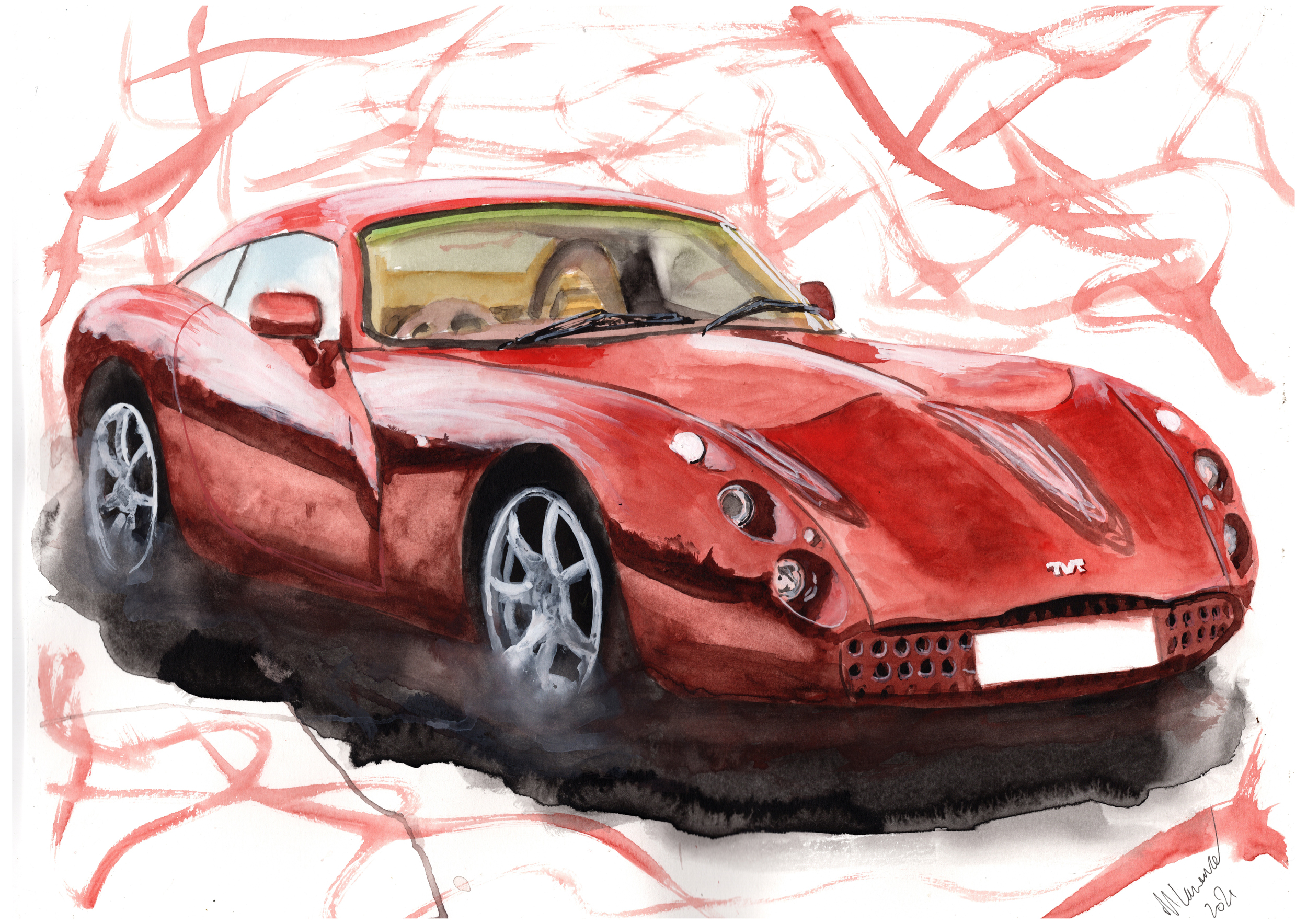 TVR Tuscan Print. TVR Tuscan Poster. Gifts For Him. Hand Painted Art. birthday gift