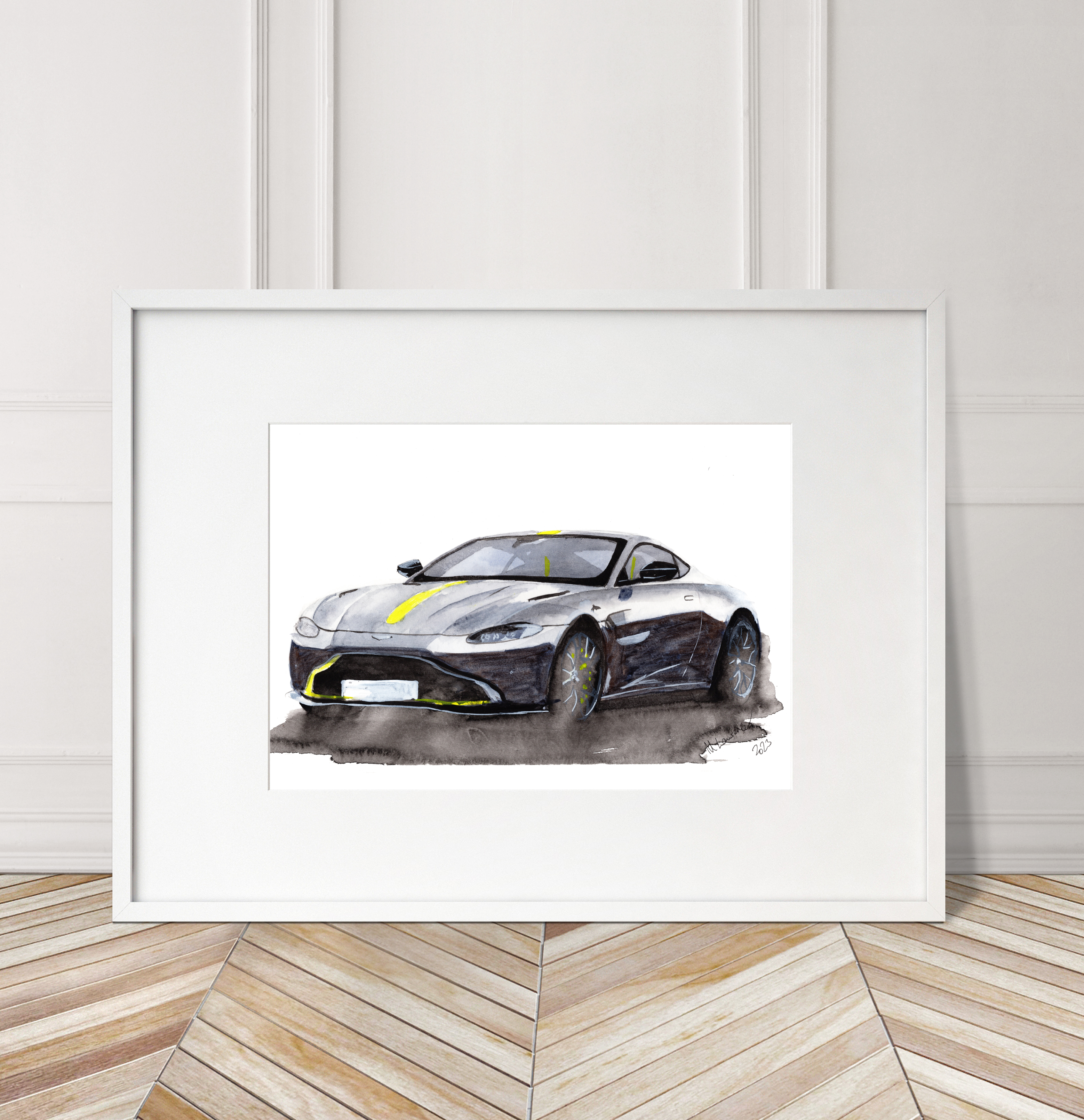 Aston Martin Vantage Print. Aston Martin Vantage Poster. Gifts For Him. Hand Painted Art. birthday gift