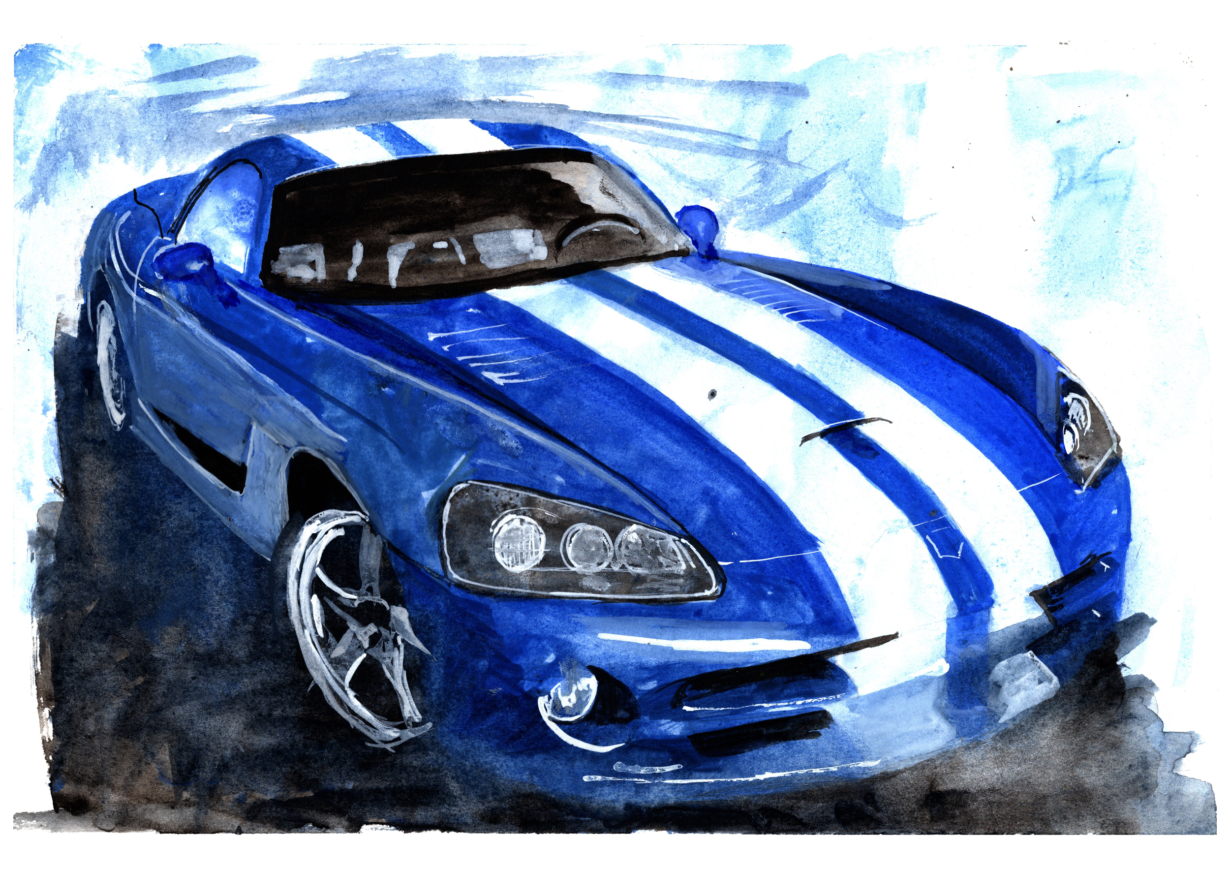 Dodge Viper Print. Dodge Viper Poster. Gifts For Him. Hand Painted Art. birthday gift