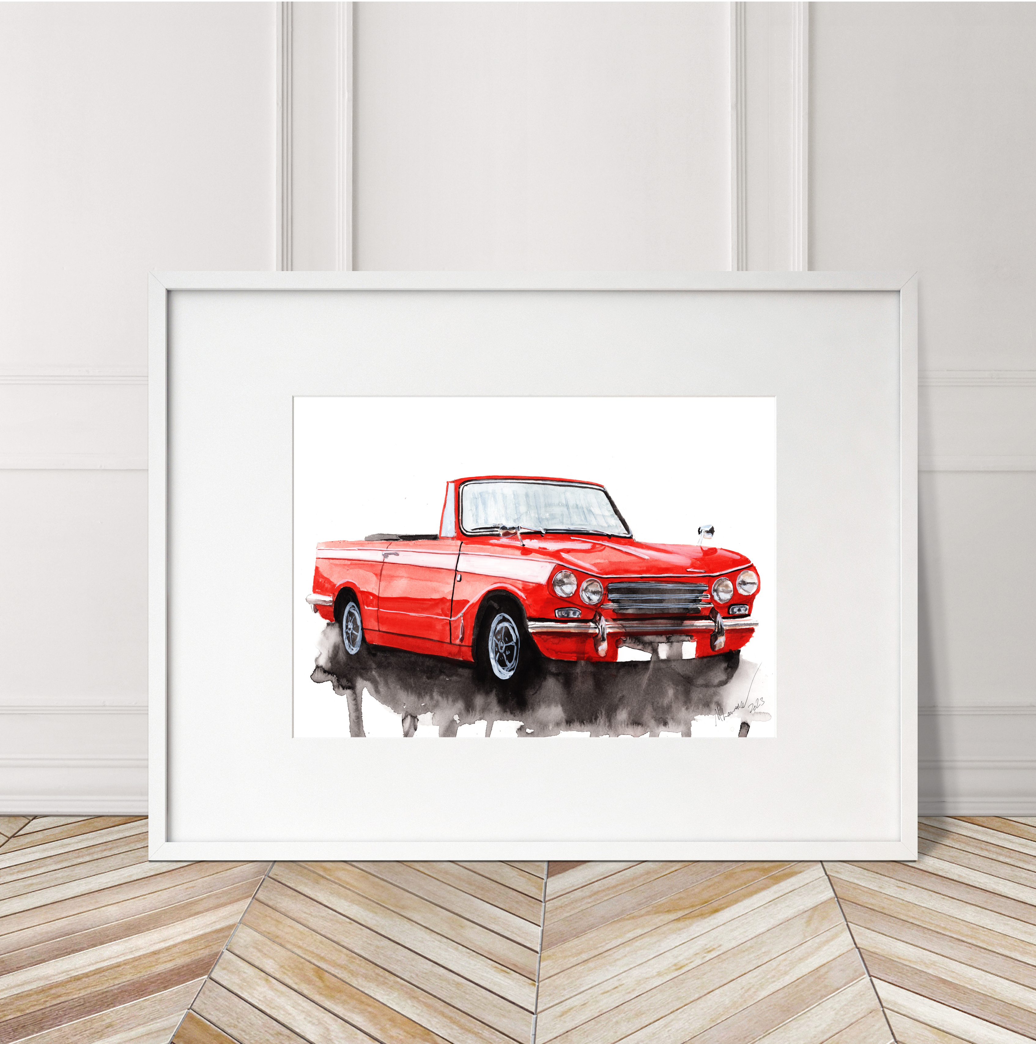 Triumph Vitesse Print. Triumph Vitesse Poster. Gifts For Him. Hand Painted Art. birthday gift