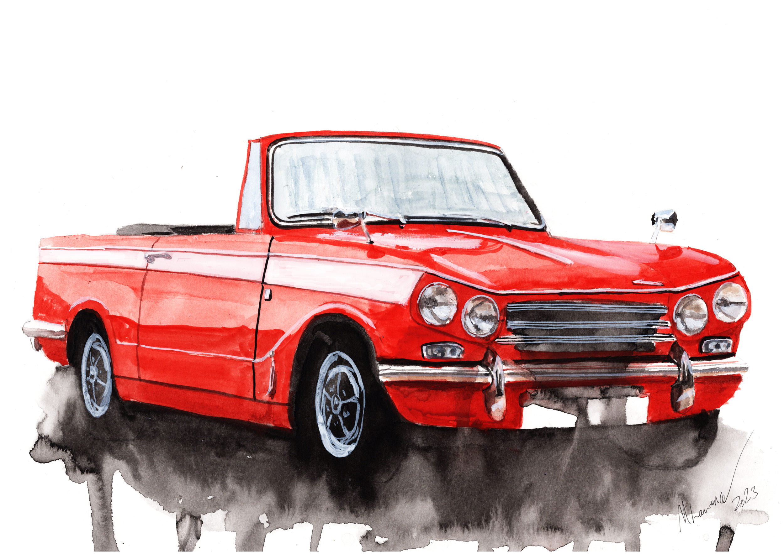 Triumph Vitesse Print. Triumph Vitesse Poster. Gifts For Him. Hand Painted Art. birthday gift