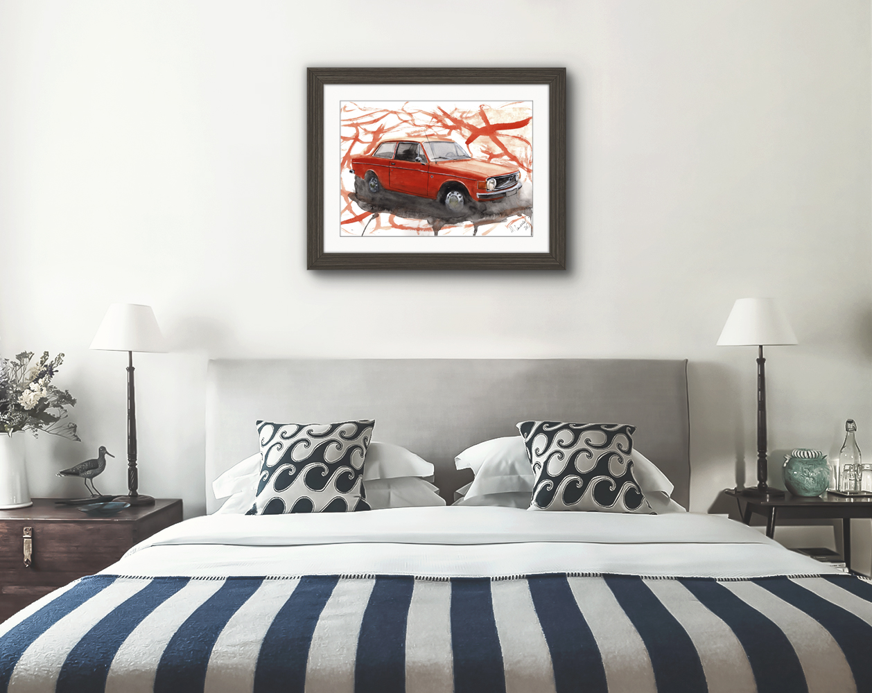 Volvo 142 Print. Volvo 142 Poster. Gifts For Him. Hand Painted Art. birthday gift