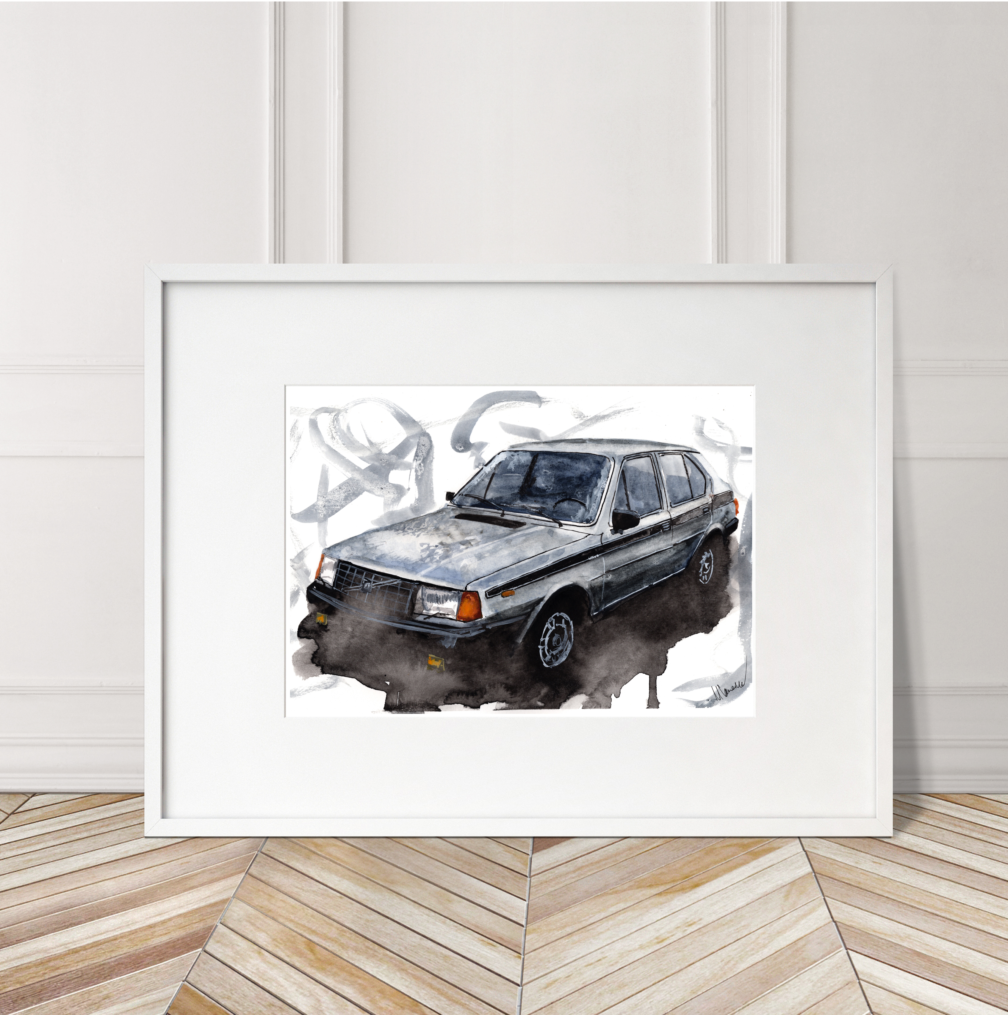 Volvo 340 Print. Volvo 340  Poster. Gifts For Him. Hand Painted Art. birthday gift