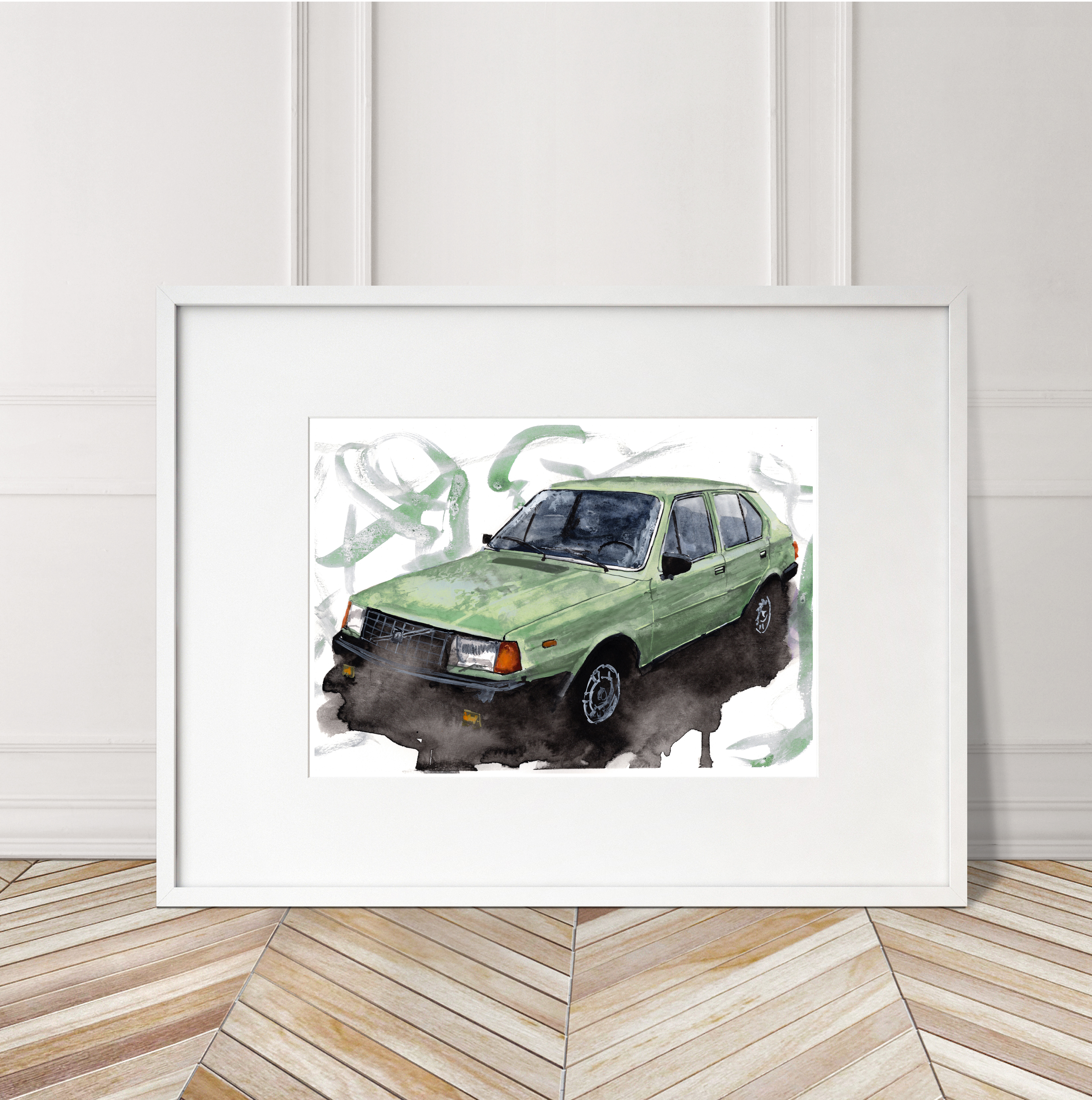 Volvo 340 Print. Volvo 340 Poster. Gifts For Him. Hand Painted Art. birthday gift