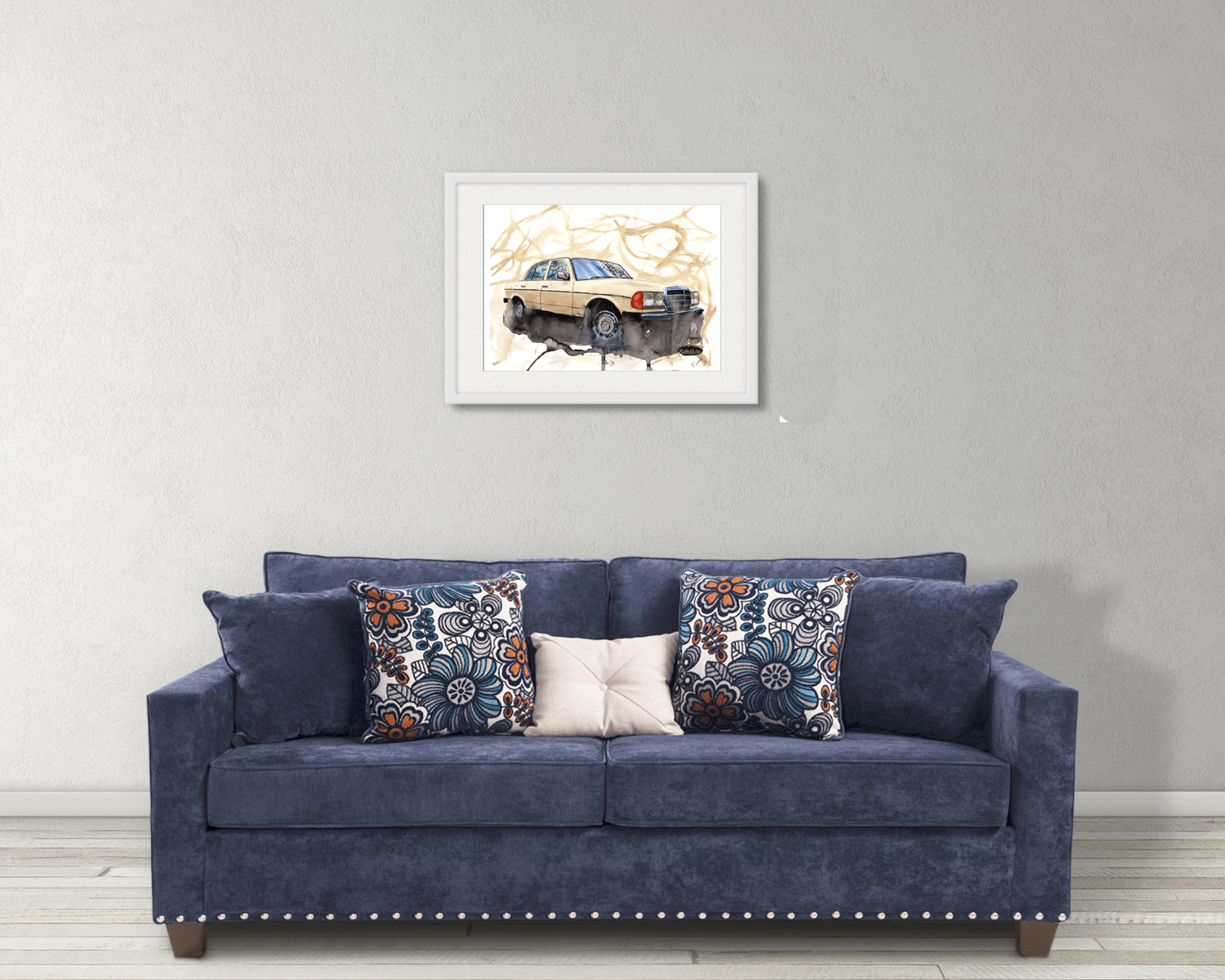 Mercedes W123 Print. Mercedes W123 Poster. Gifts For Him. Hand Painted Art. birthday gift