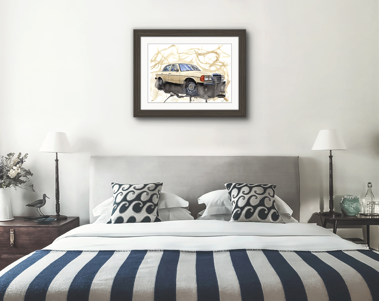 Mercedes W123 Print. Mercedes W123 Poster. Gifts For Him. Hand Painted Art. birthday gift