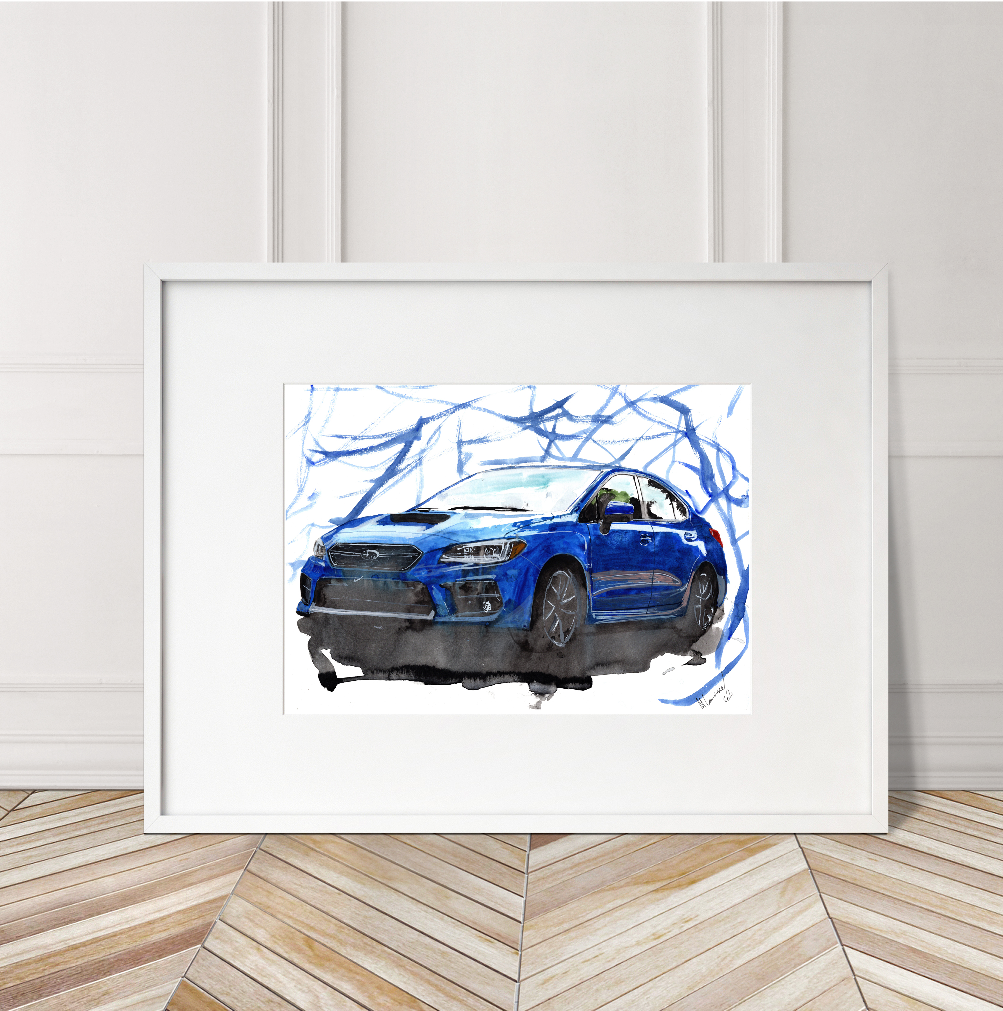 Subaru WRX Print. Subaru WRX Poster. Gifts For Him. Hand Painted Art. birthday gift