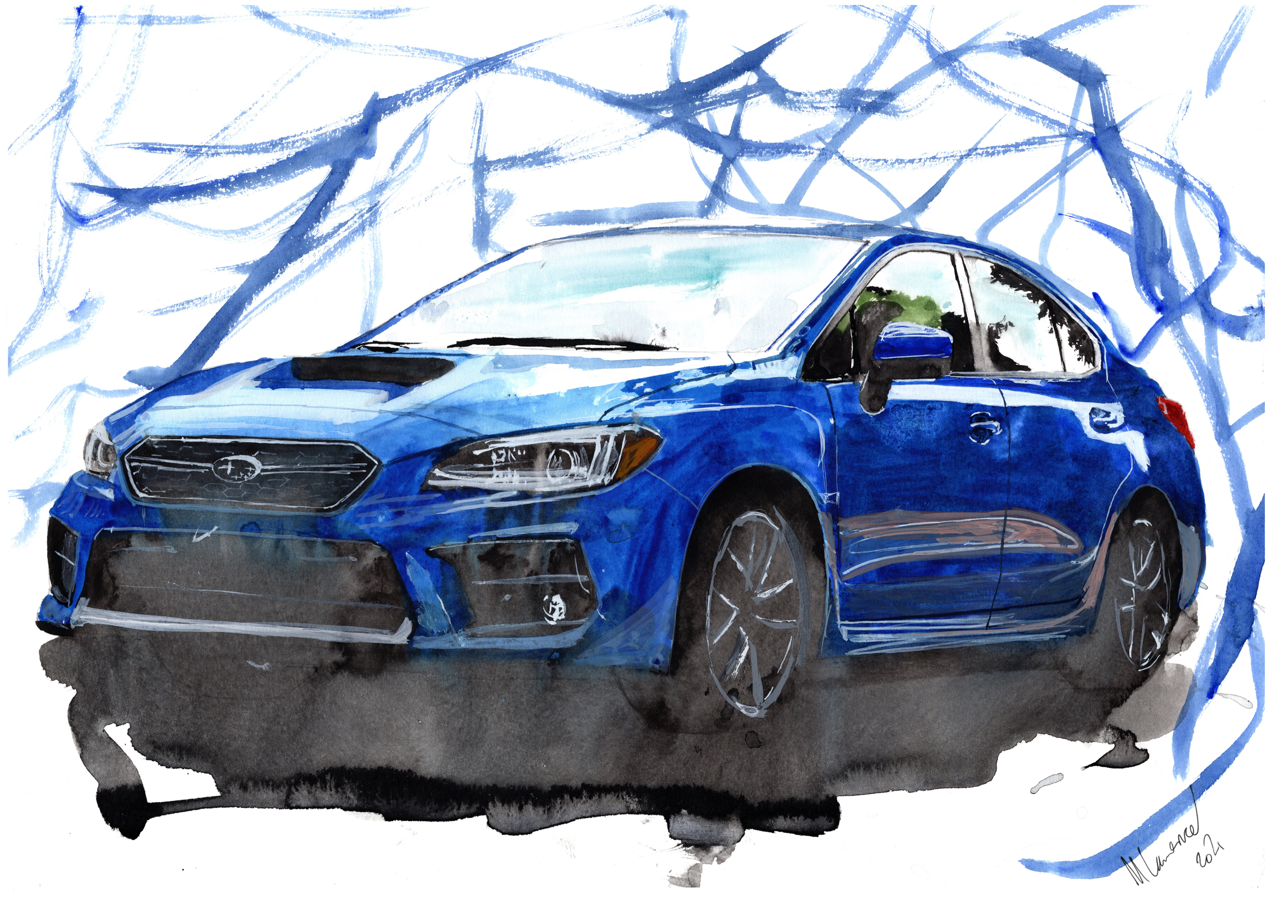 Subaru WRX Print. Subaru WRX Poster. Gifts For Him. Hand Painted Art. birthday gift