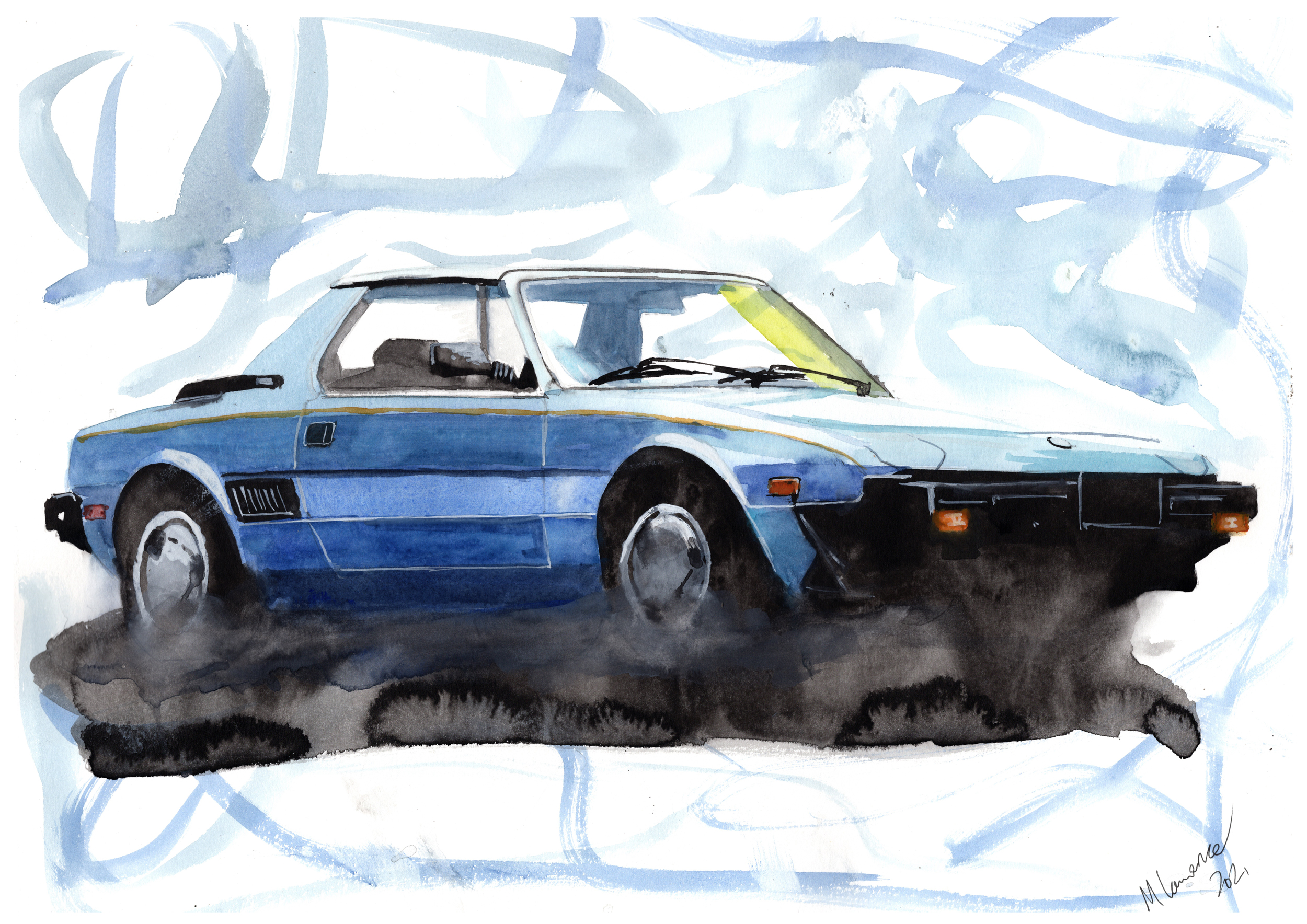 Fiat X19 Print. Fiat X19 Poster. Gifts For Him. Hand Painted Art. birthday gift