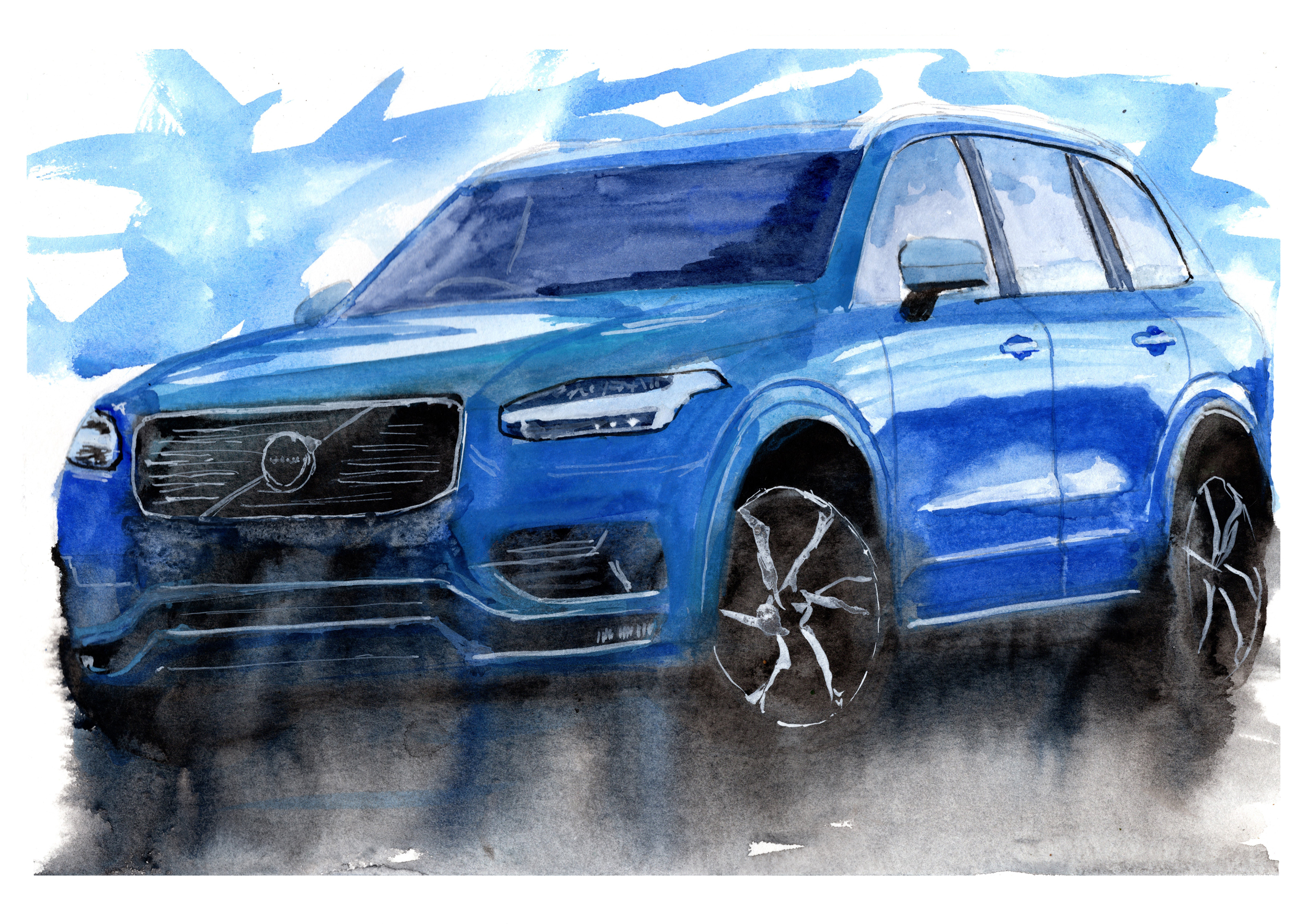 Volvo XC60 Print. Volvo XC60 Poster. Gifts For Him. Hand Painted Art. birthday gift