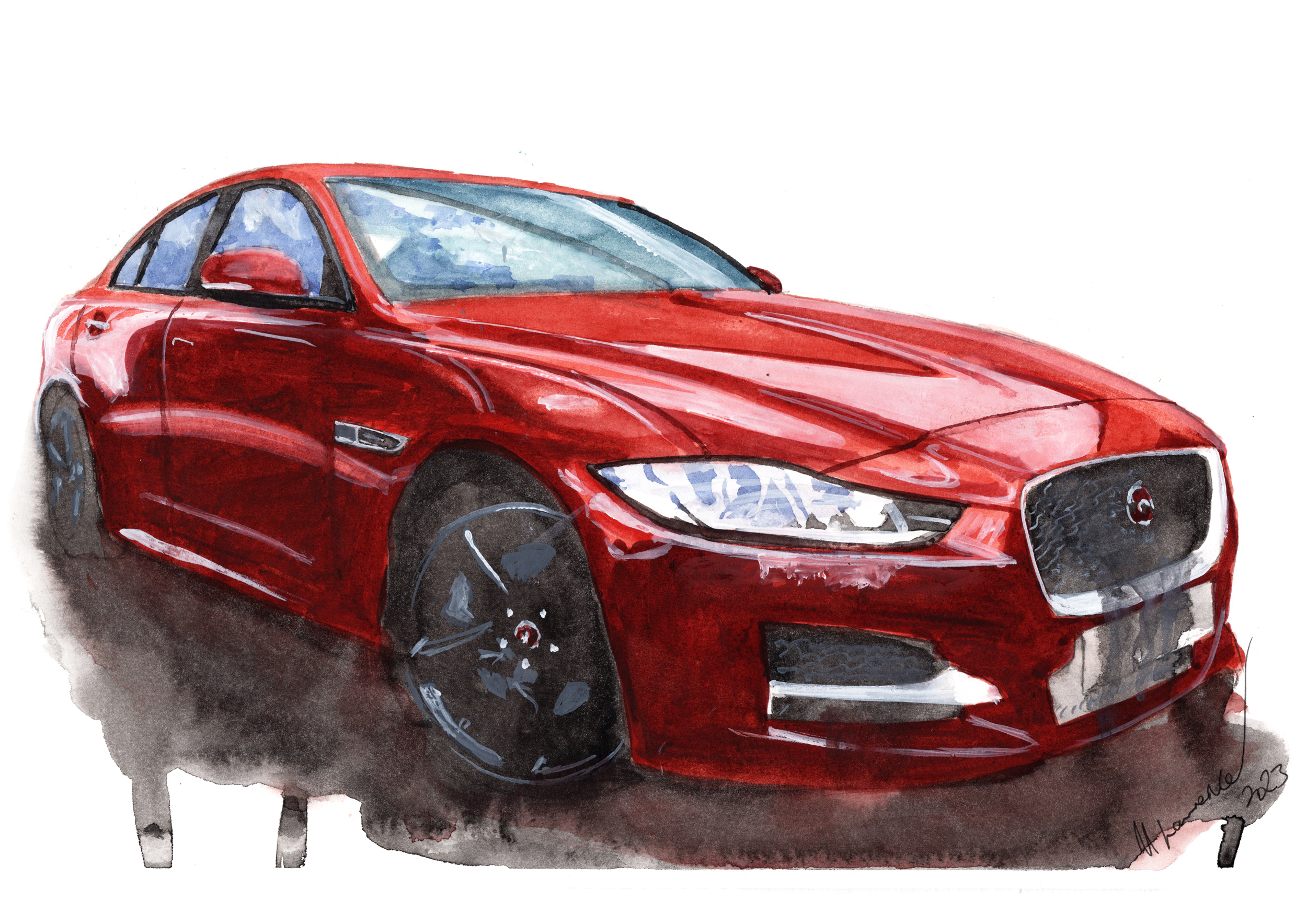 Jaguar XE Print. Jaguar XE Poster. Gifts For Him. Hand Painted Art. birthday gift