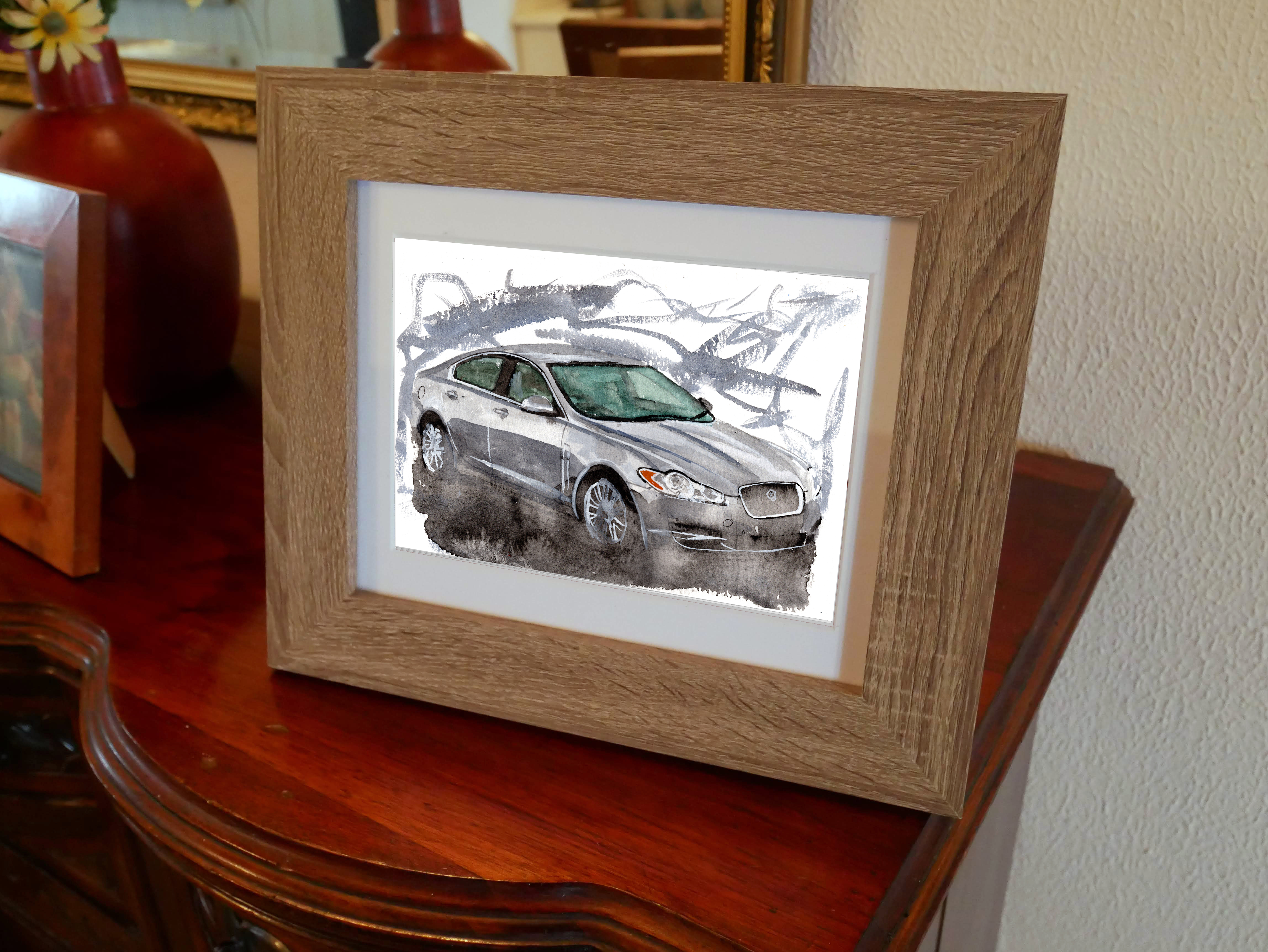 Jaguar XF Print. Jaguar XF Poster. Gifts For Him. Hand Painted Art. birthday gift