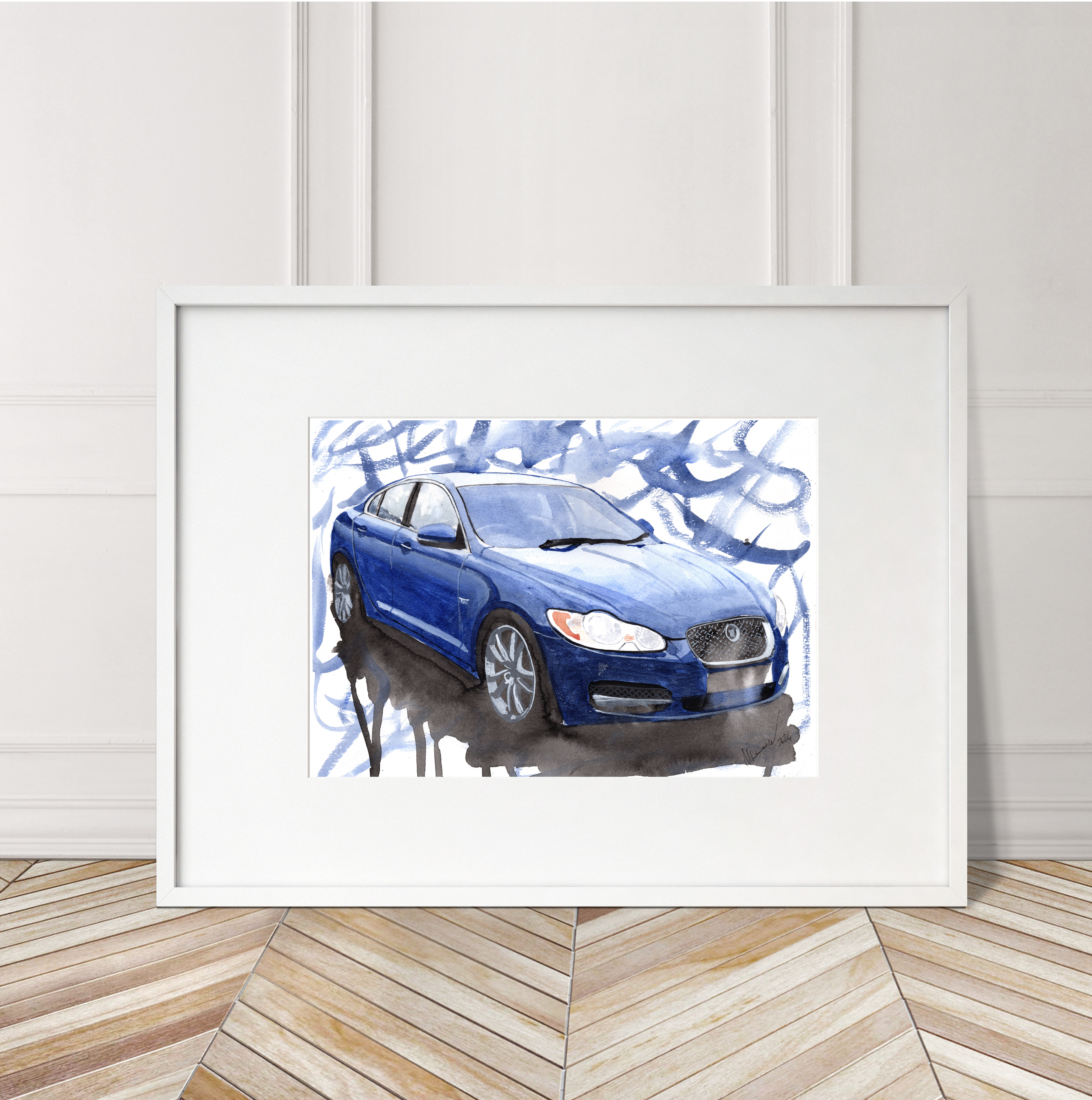 Jaguar XF Print. Jaguar XF Poster. Gifts For Him. Hand Painted Art. birthday gift