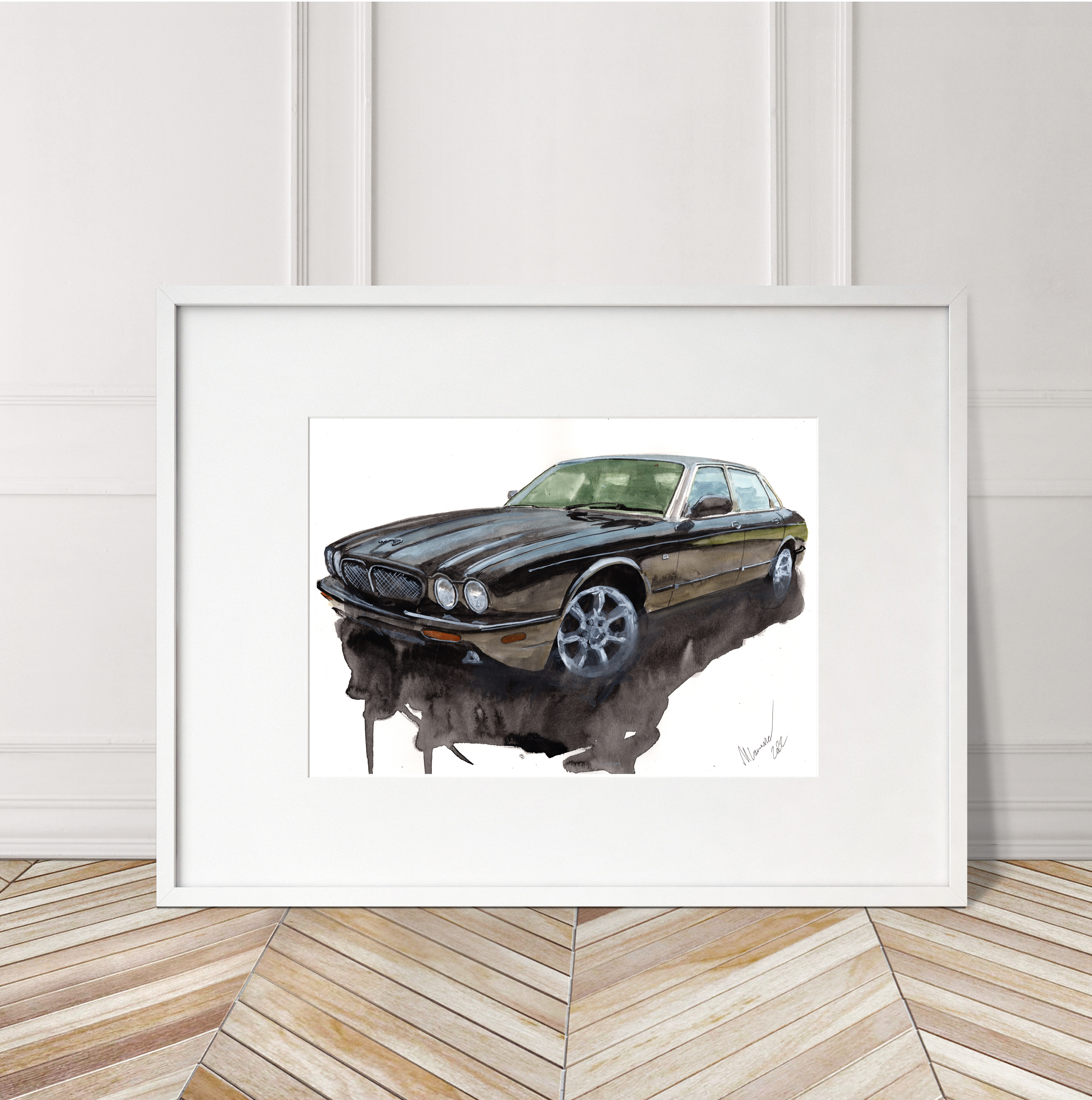 Jaguar XJR Print. Jaguar XJR Poster. Gifts For Him. Hand Painted Art. birthday gift
