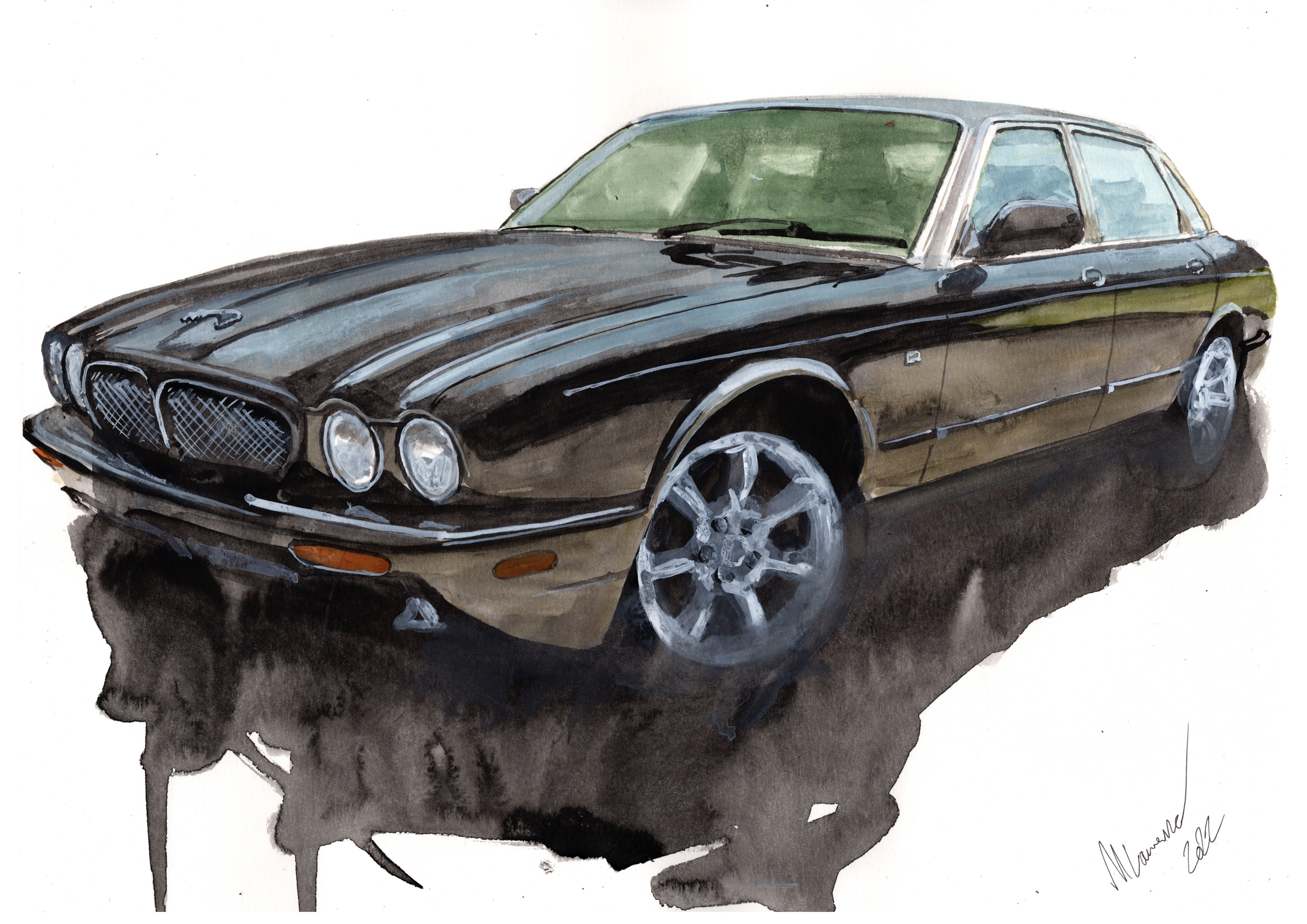 Jaguar XJR Print. Jaguar XJR Poster. Gifts For Him. Hand Painted Art. birthday gift