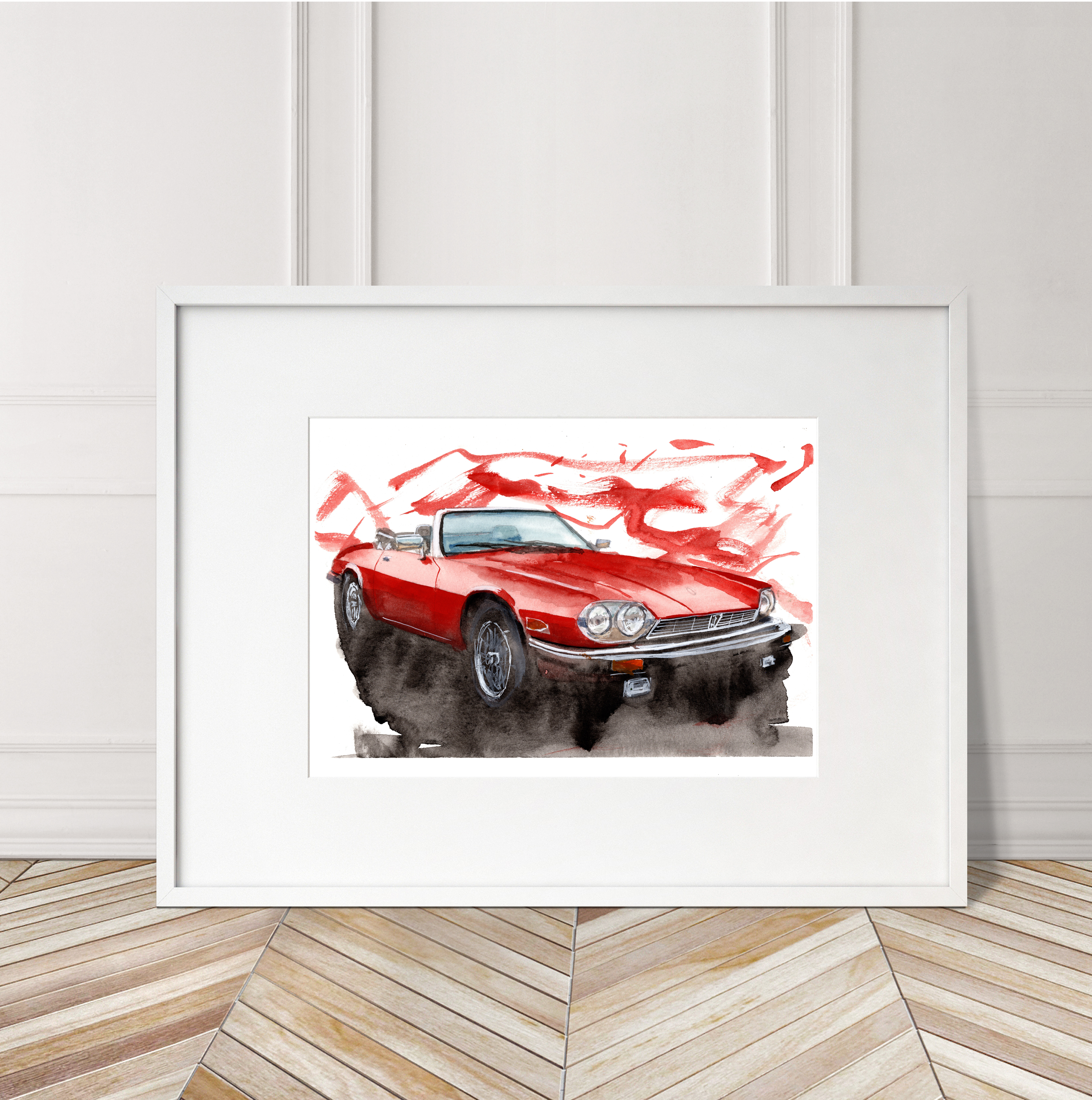 Jaguar XJS Print. Jaguar XJS Poster. Gifts For Him. Hand Painted Art. birthday gift