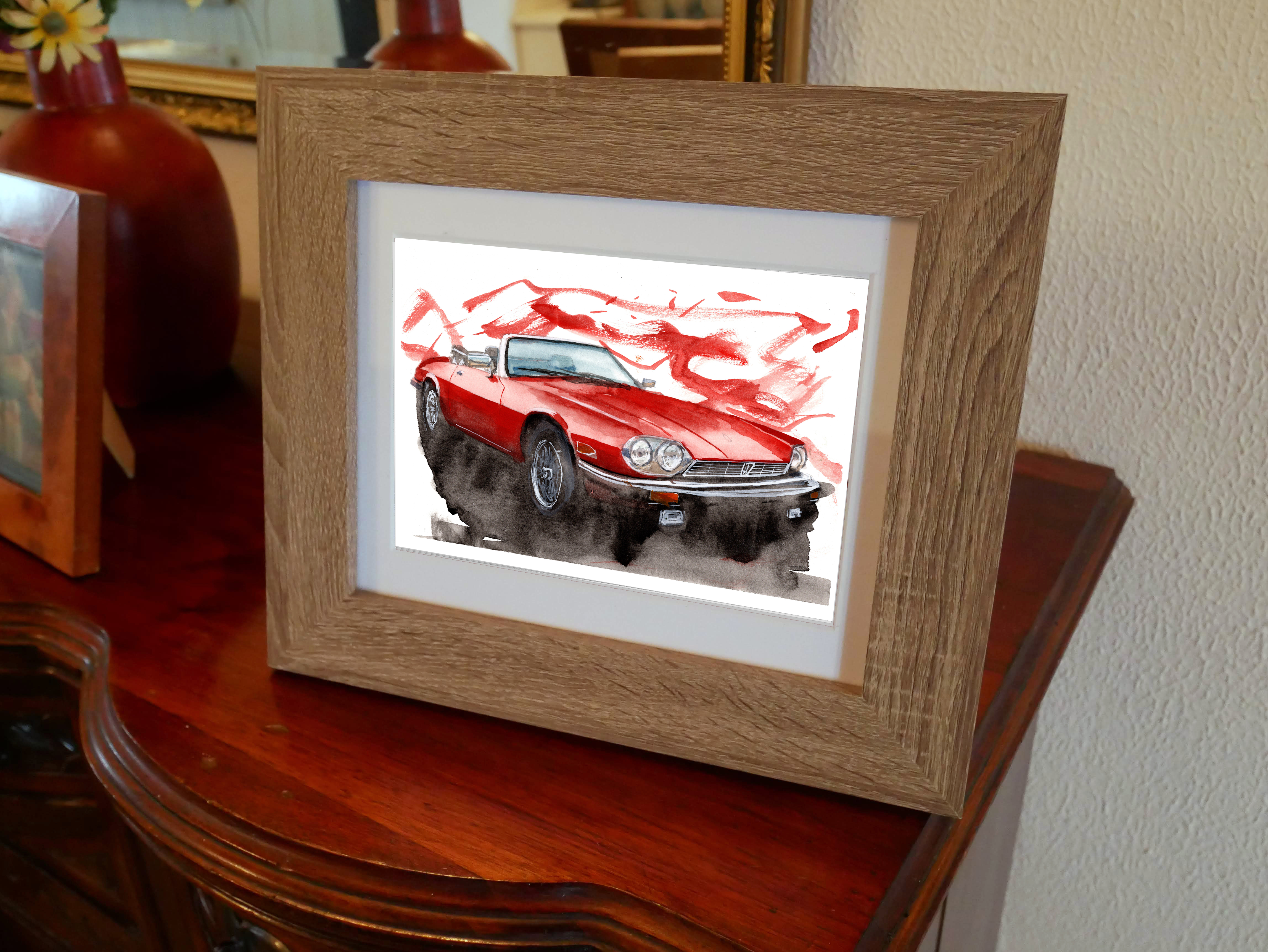 Jaguar XJS Print. Jaguar XJS Poster. Gifts For Him. Hand Painted Art. birthday gift
