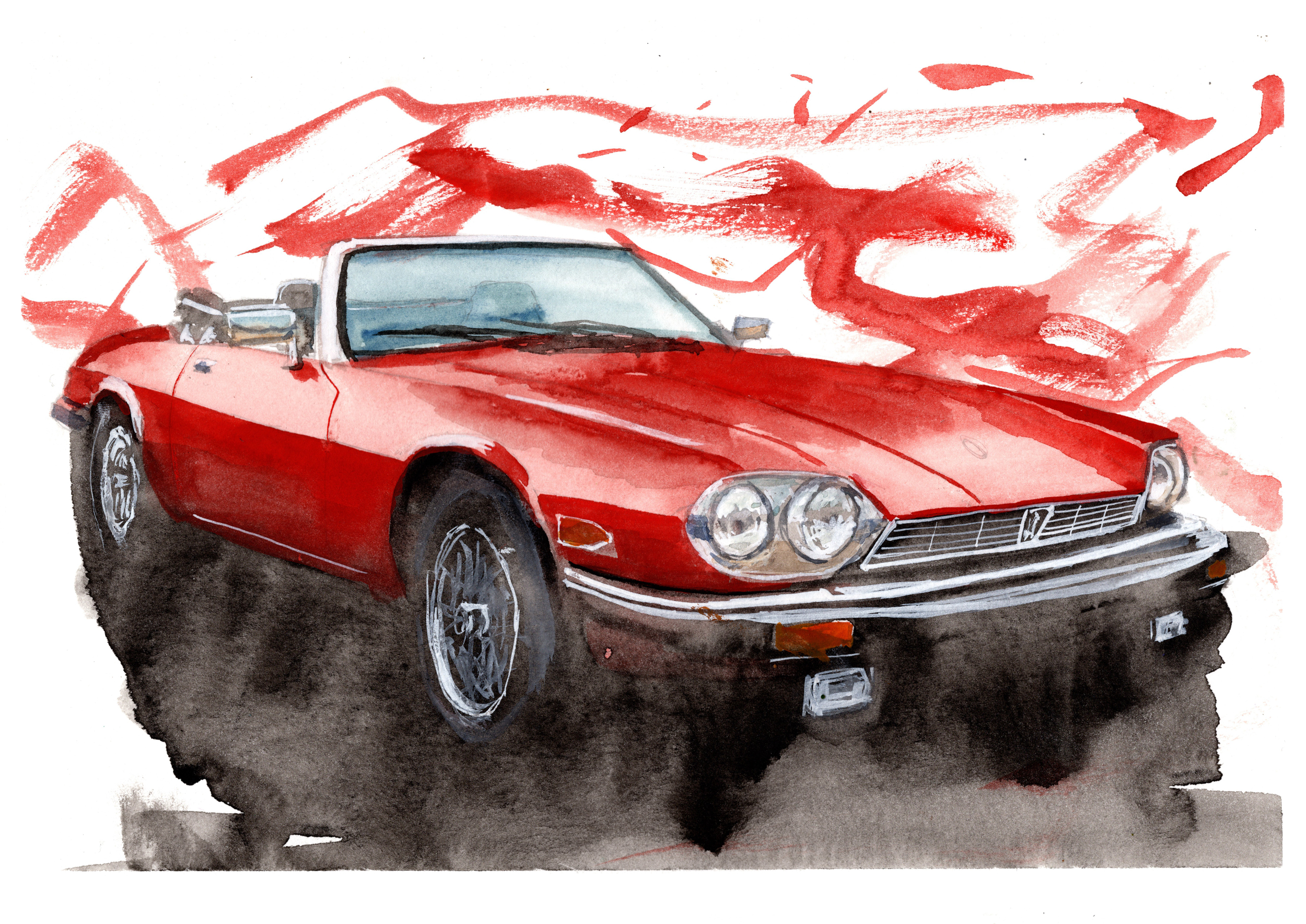 Jaguar XJS Print. Jaguar XJS Poster. Gifts For Him. Hand Painted Art. birthday gift