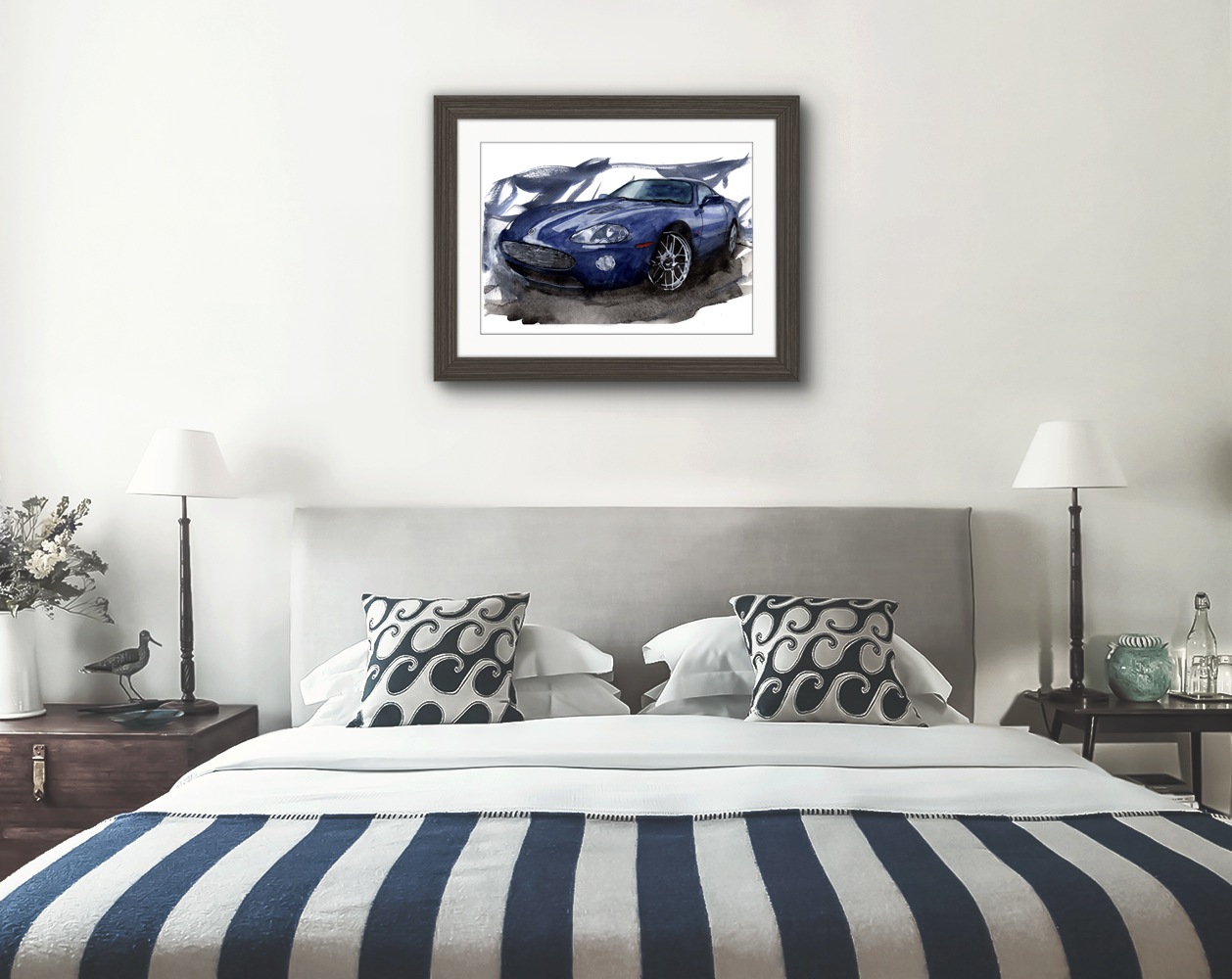 Jaguar XKR Print. Jaguar XKR Poster. Gifts For Him. Hand Painted Art. birthday gift
