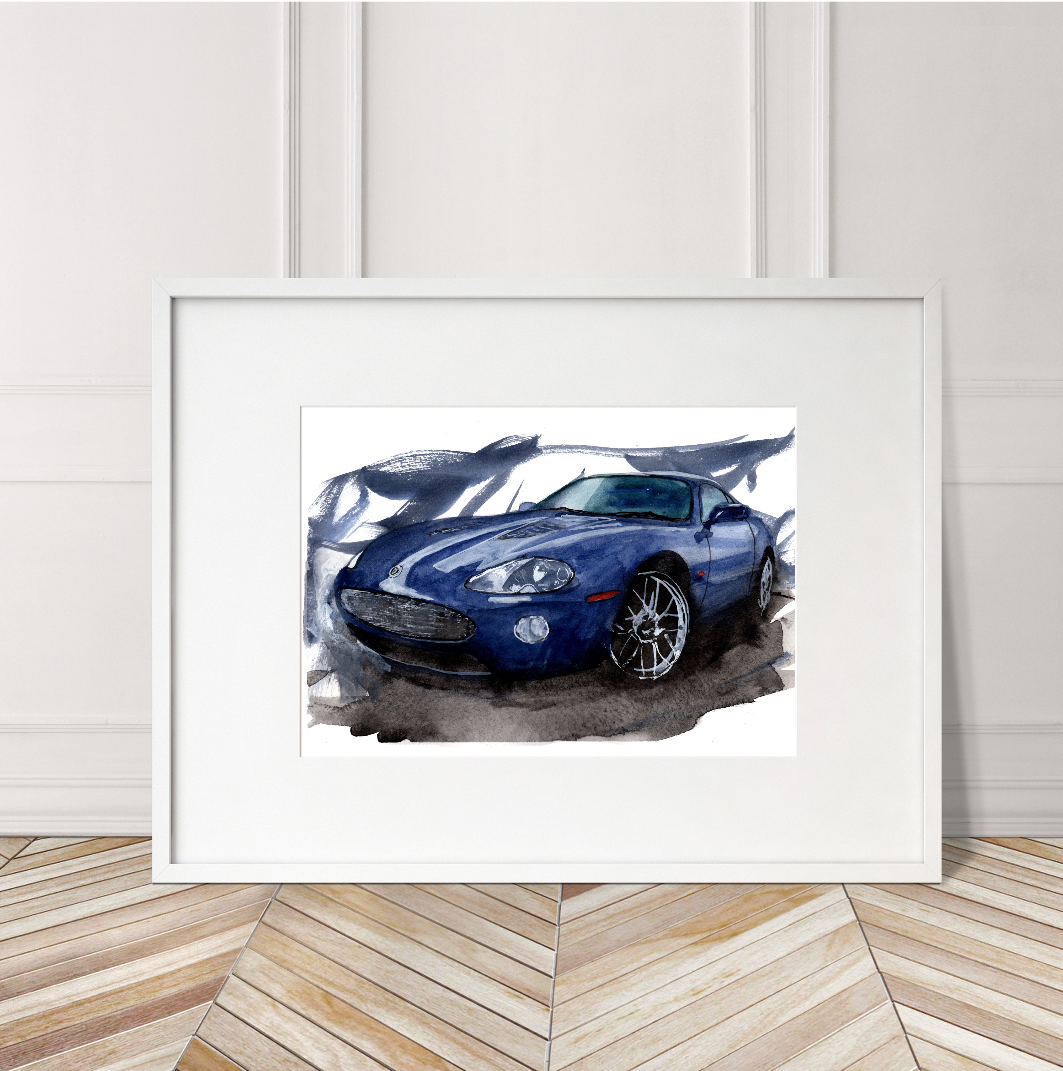 Jaguar XKR Print. Jaguar XKR Poster. Gifts For Him. Hand Painted Art. birthday gift