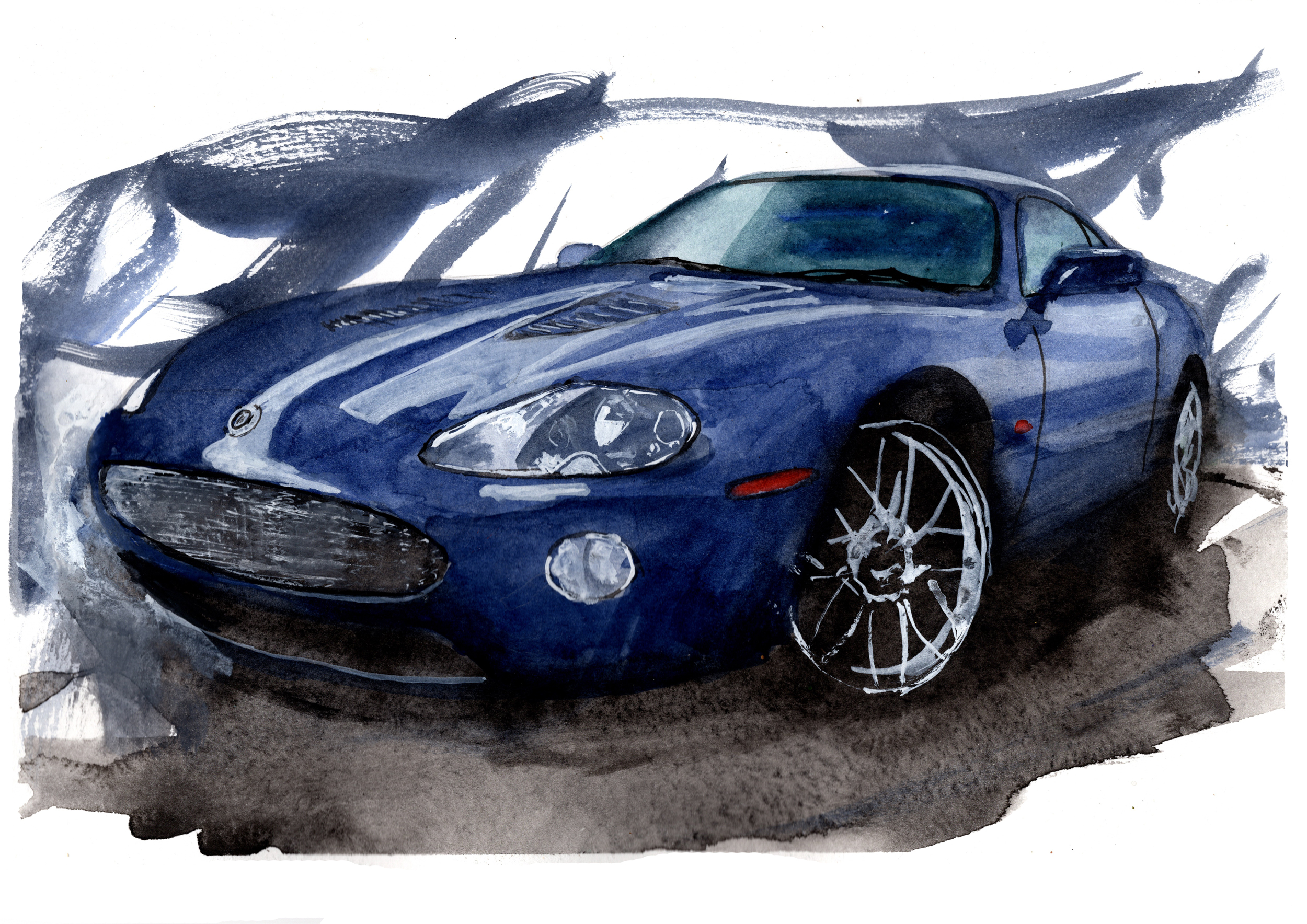 Jaguar XKR Print. Jaguar XKR Poster. Gifts For Him. Hand Painted Art. birthday gift