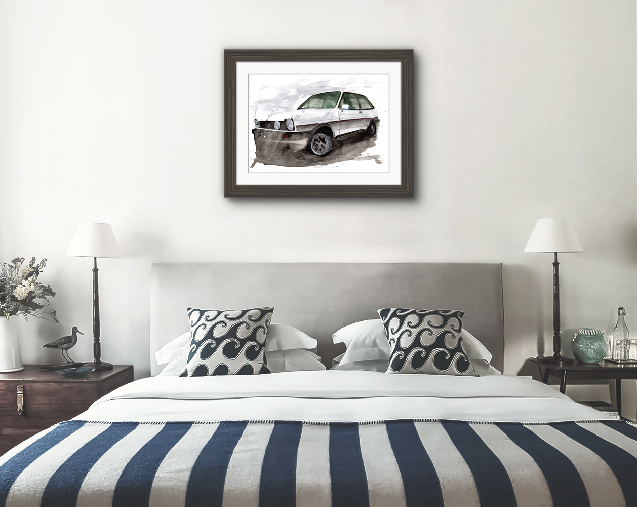 Ford Fiesta XR2 Print. Ford Fiesta XR2 Poster. Gifts For Him. Hand Painted Art. birthday gift
