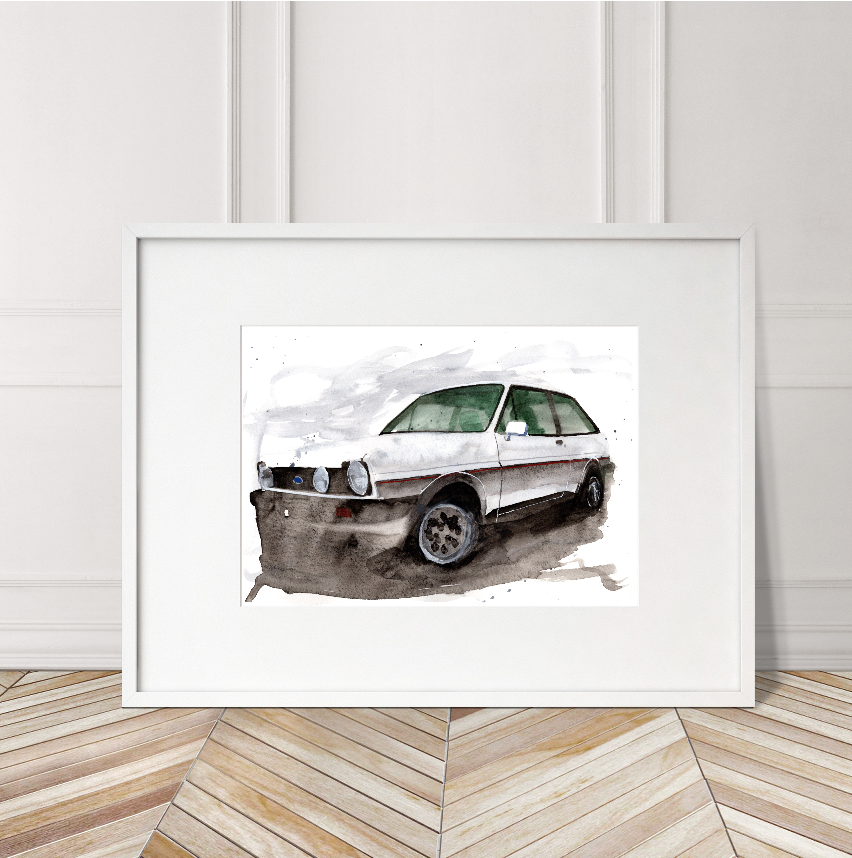 Ford Fiesta XR2 Print. Ford Fiesta XR2 Poster. Gifts For Him. Hand Painted Art. birthday gift