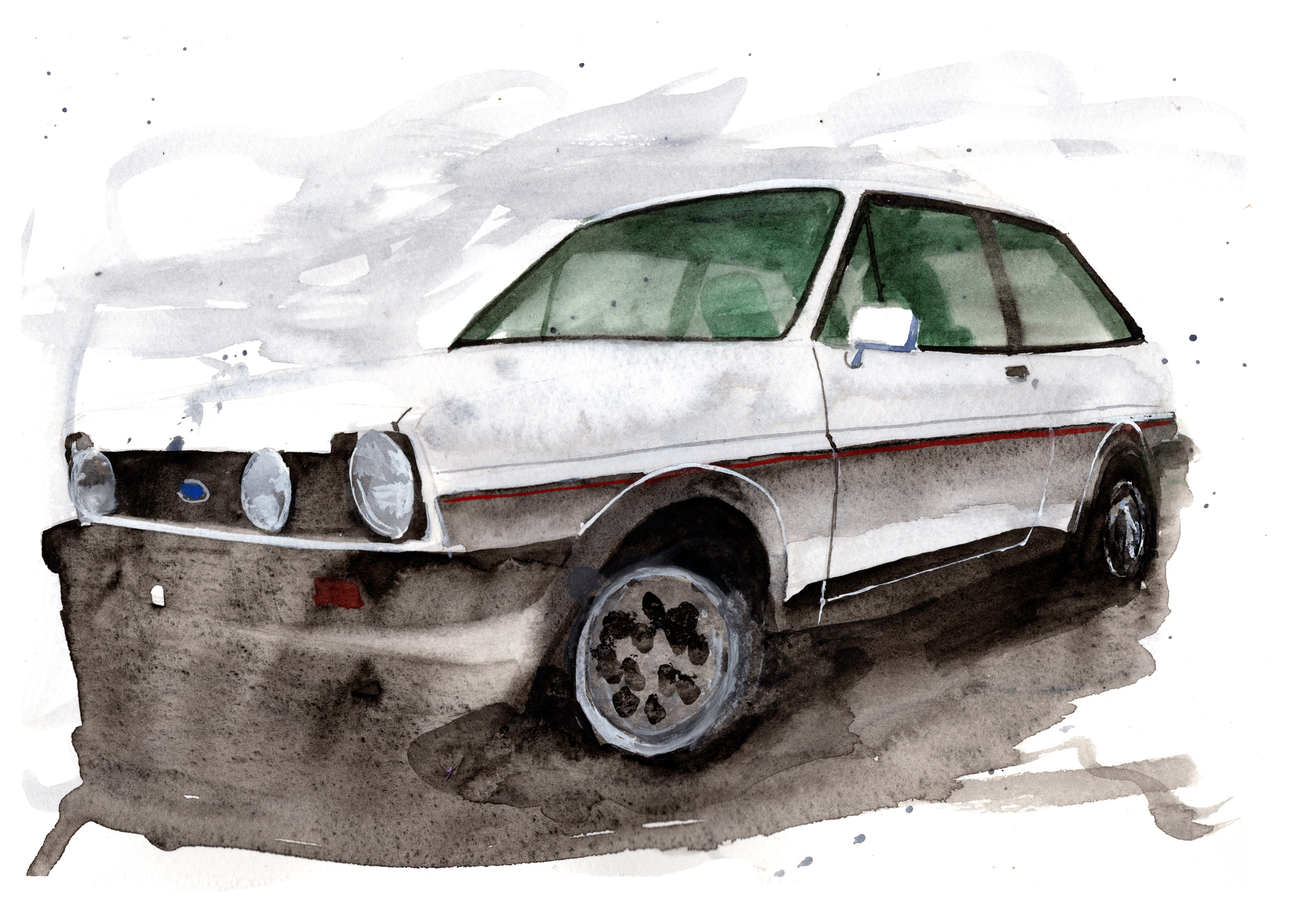 Ford Fiesta XR2 Print. Ford Fiesta XR2 Poster. Gifts For Him. Hand Painted Art. birthday gift