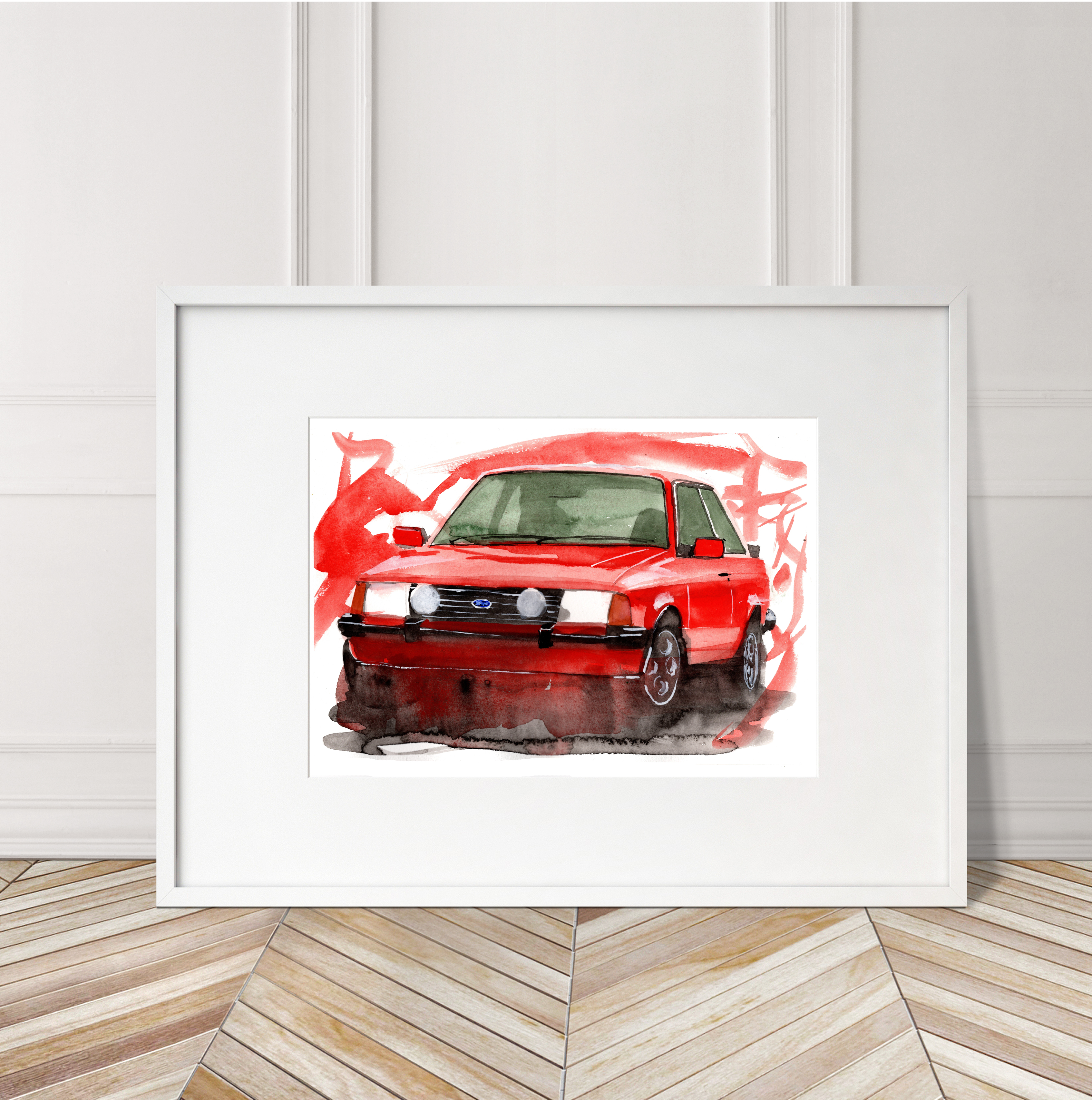 Ford Escort XR3i Print. Ford Escort XR3i Poster. Gifts For Him. Hand Painted Art. birthday gift