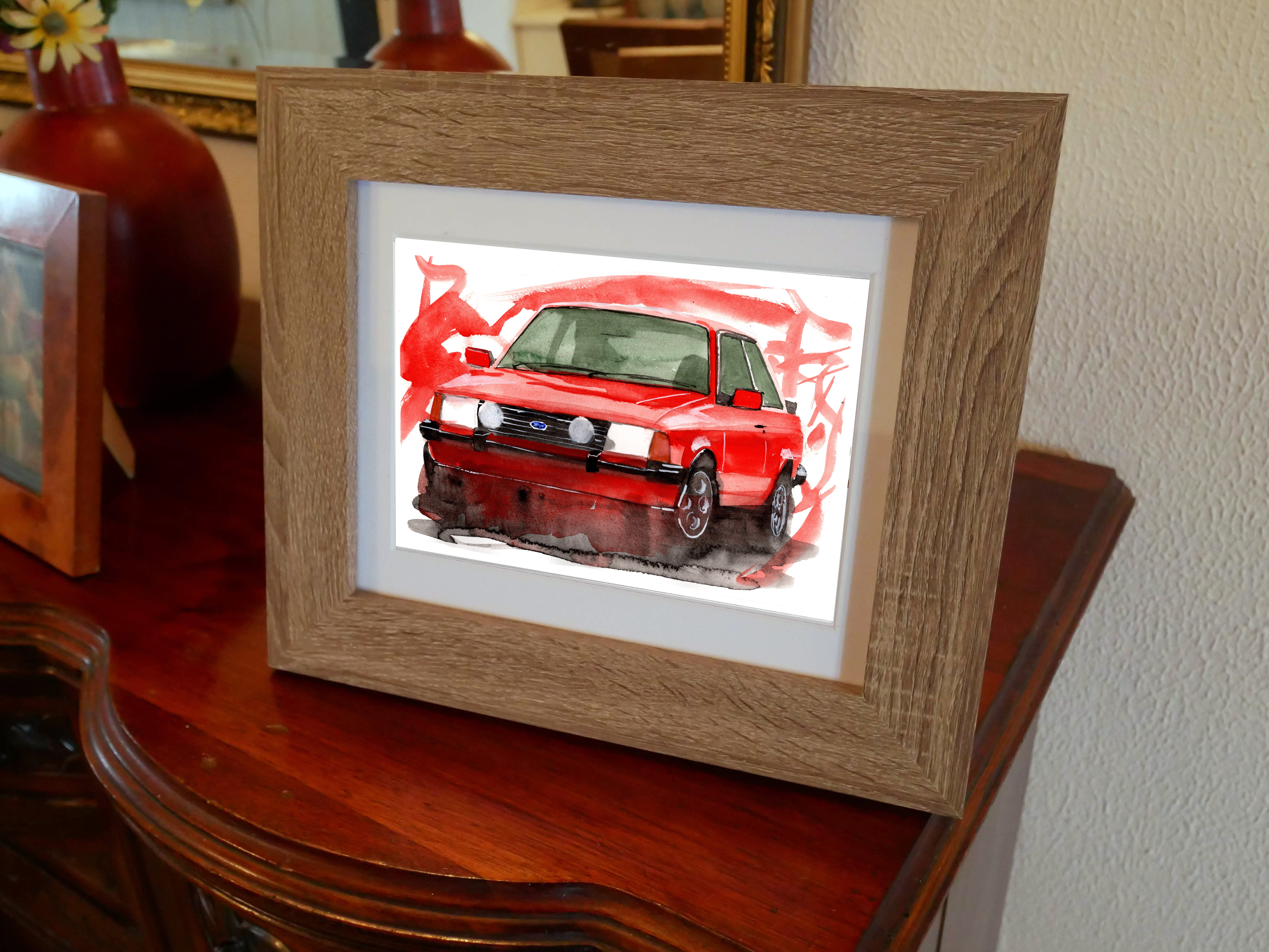 Ford Escort XR3i Print. Ford Escort XR3i Poster. Gifts For Him. Hand Painted Art. birthday gift