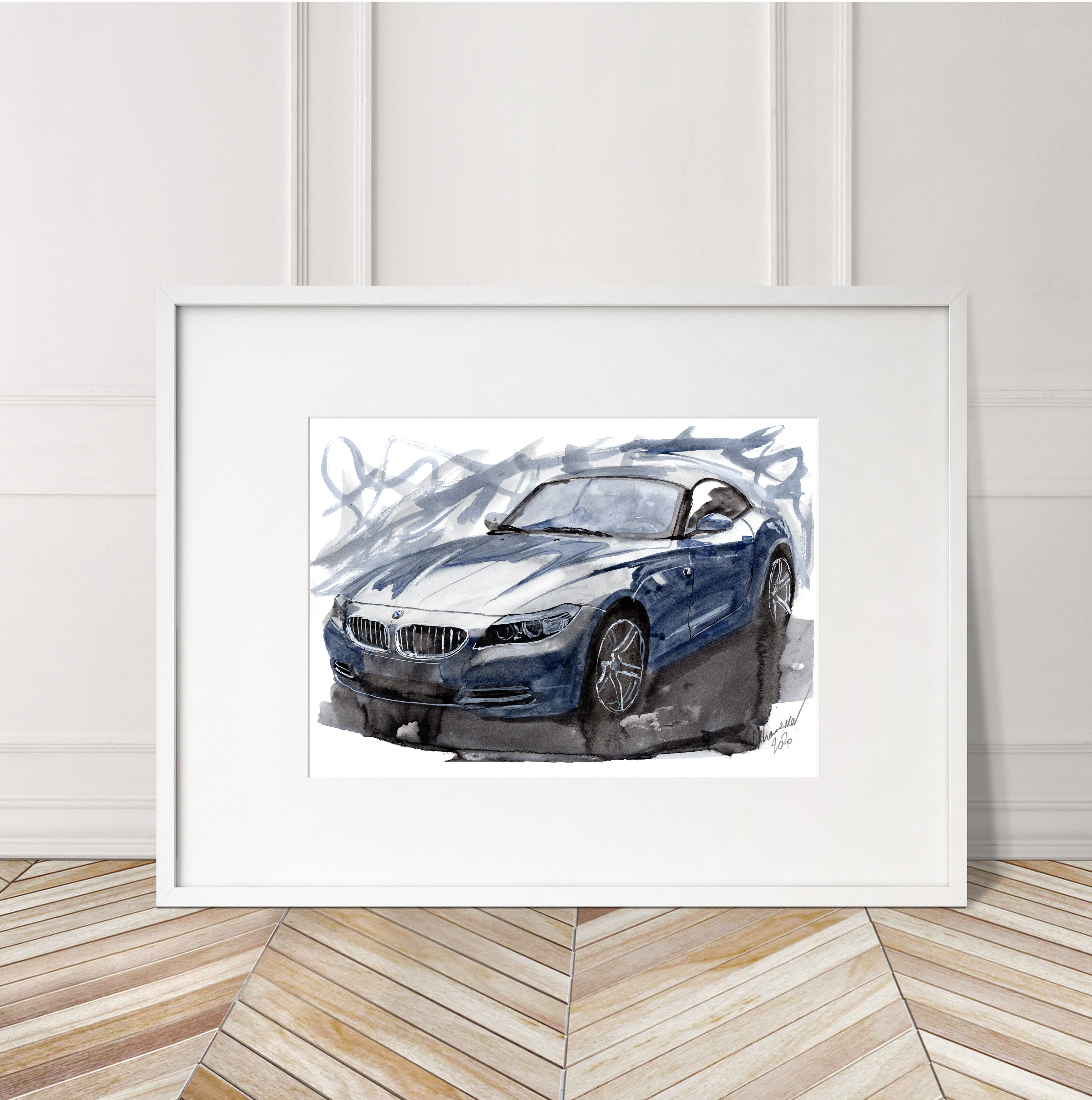 BMW Z4 Print. BMW Z4 Poster. Gifts For Him. Hand Painted Art. birthday gift