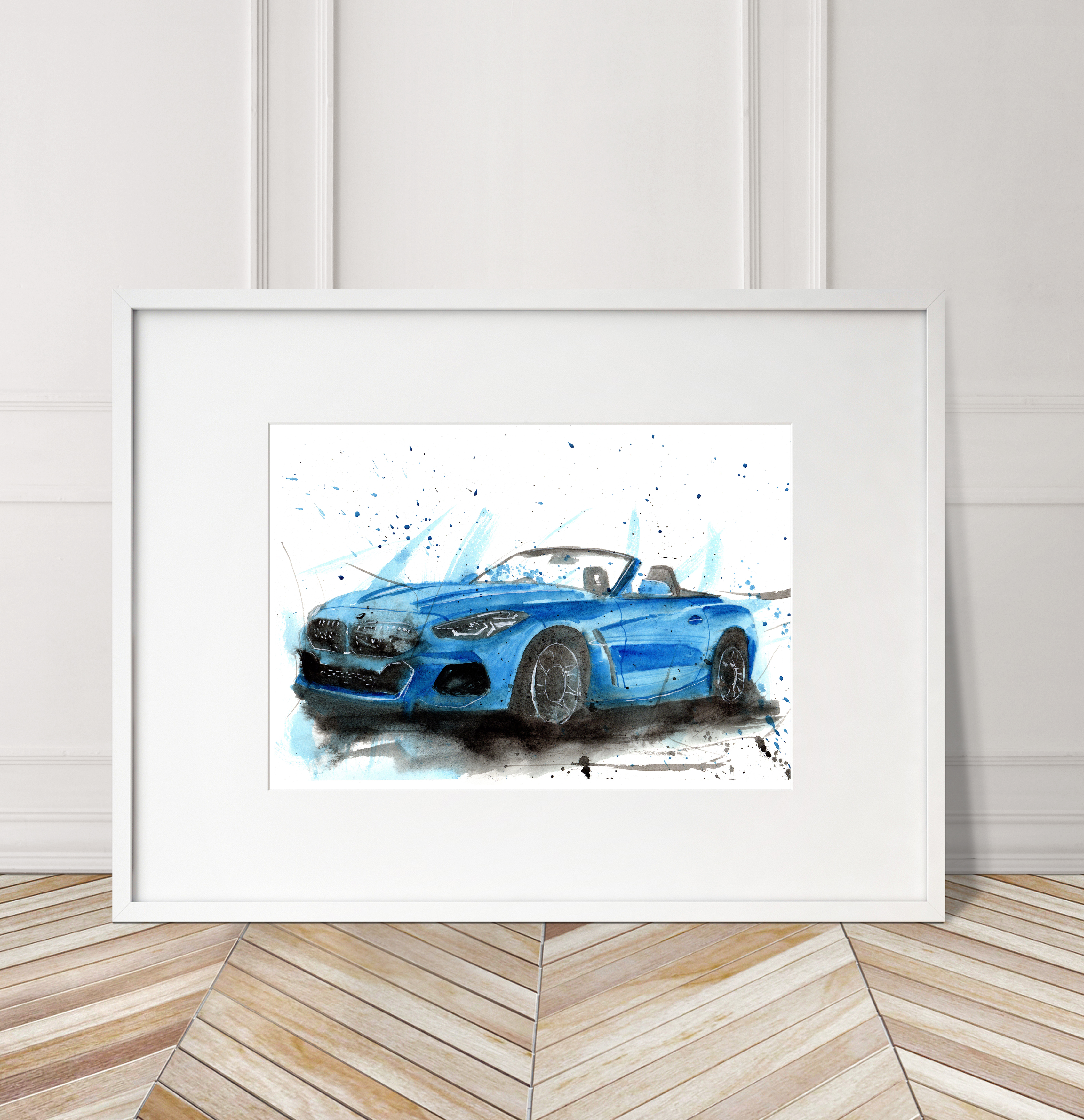 BMW Z4 Print. BMW Z4 Poster. Gifts For Him. Hand Painted Art. birthday gift