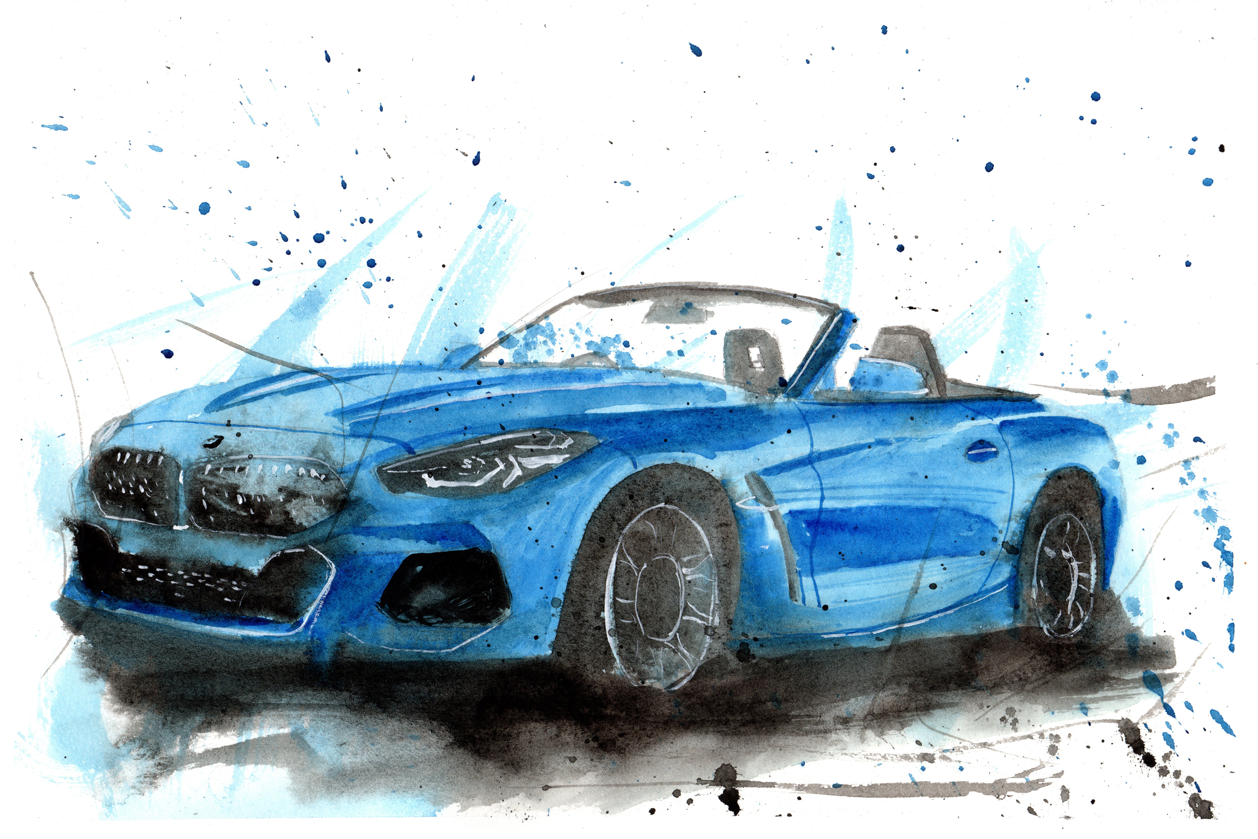BMW Z4 Print. BMW Z4 Poster. Gifts For Him. Hand Painted Art. birthday gift