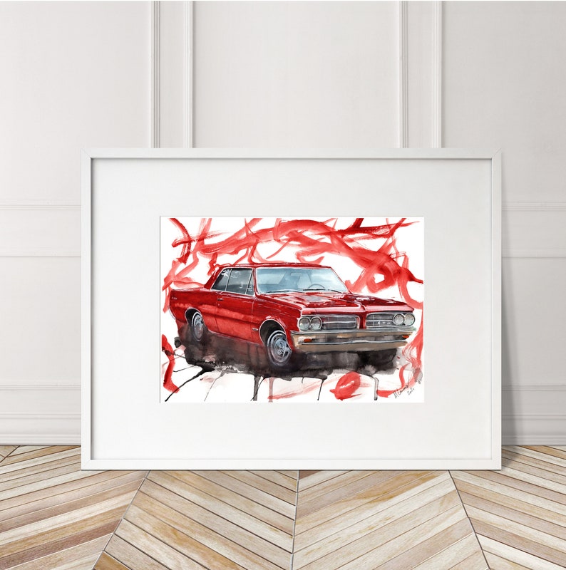 Pontiac GTO Print. Pontiac GTO Poster. Gifts For Him. Hand Painted Art. birthday gift