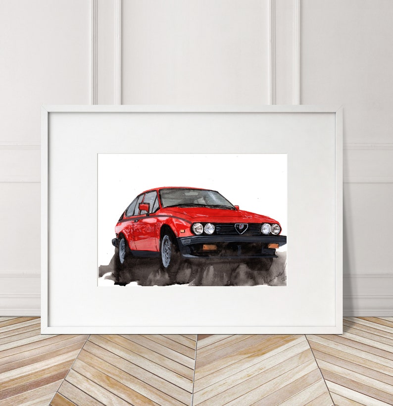 Alfa Romeo GTV6 Print. Alfa Romeo GTV6 Poster. Gifts For Him. Hand Painted Art. birthday gift