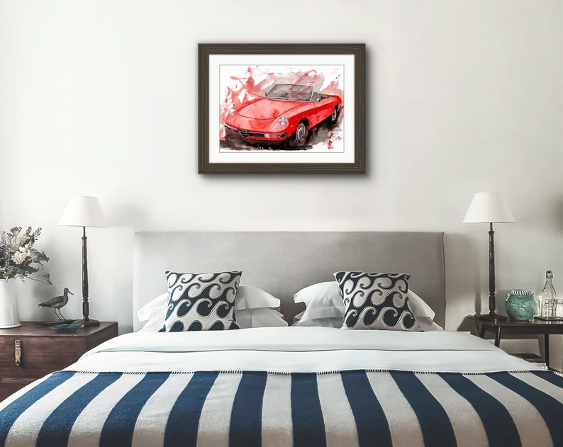 Alfa Romeo Spider Print. Alfa Romeo Spider Poster. Gifts For Him. Hand Painted Art. birthday gift