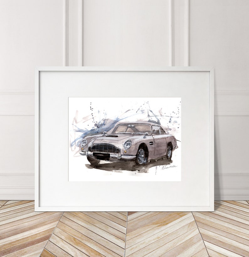 Aston Martin DB5 Print. Aston Martin DB5 Poster. Gifts For Him. Hand Painted Art. birthday gift