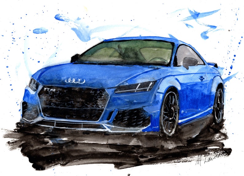 Audi TT Print. Audi TT Poster. Gifts For Him. Hand Painted Art. birthday gift